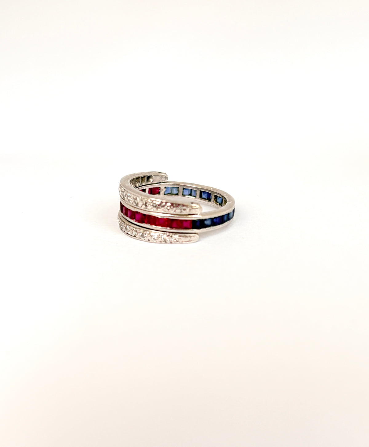 Vintage 18ct White Gold,  Ruby, Sapphire & Diamond 'Night and Day' Ring, 1998