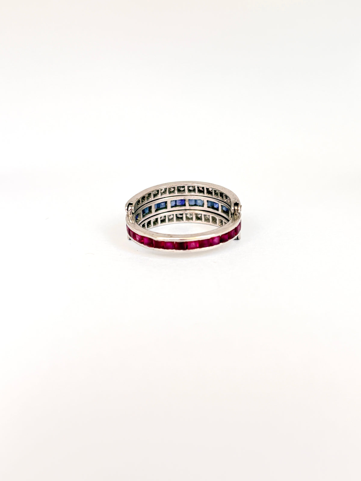 Vintage 18ct White Gold,  Ruby, Sapphire & Diamond 'Night and Day' Ring, 1998