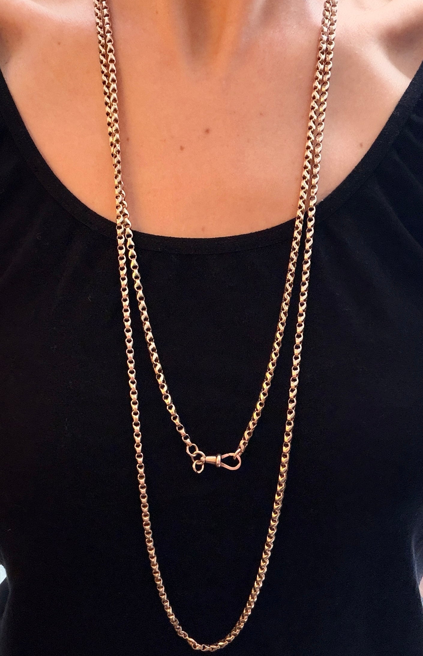 Heavy, Antique, 9ct Gold Victorian Long Guard Chain, 64 inches, 50.66g