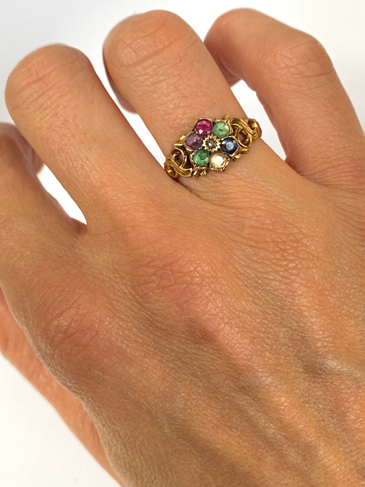 Rare, Victorian, 18ct Gold, Dearest Acrostic Multi-Gem Ring