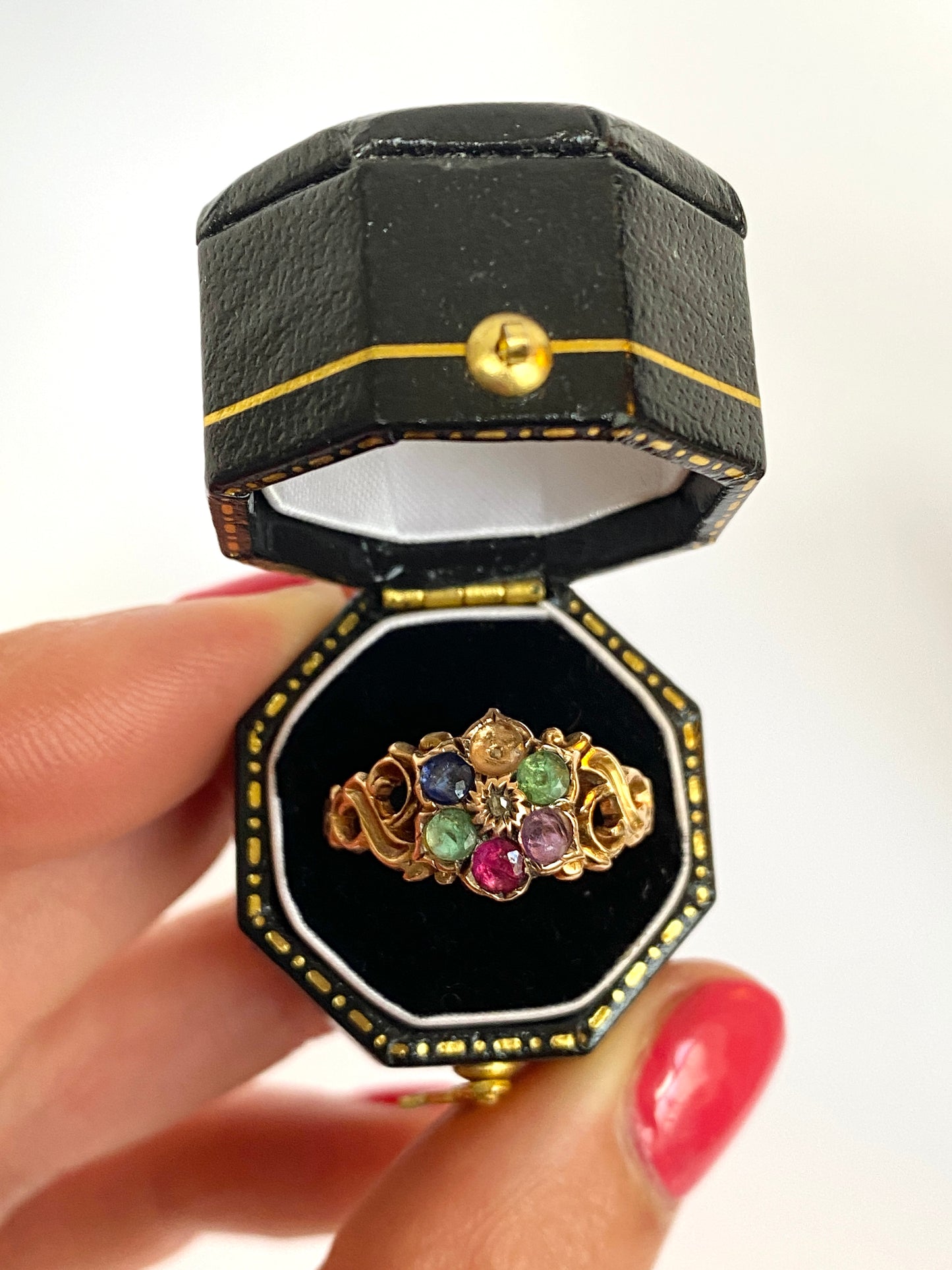 Rare, Victorian, 18ct Gold, Dearest Acrostic Multi-Gem Ring