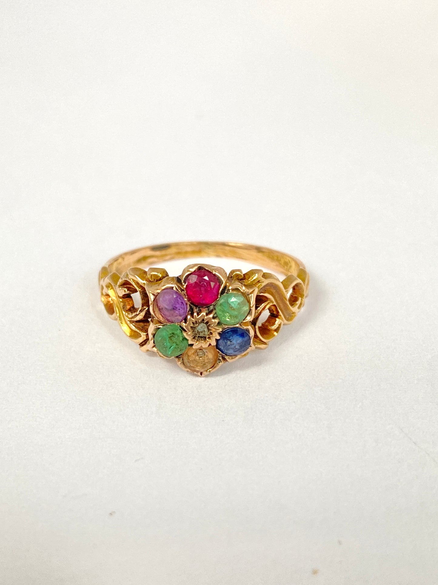 Rare, Victorian, 18ct Gold, Dearest Acrostic Multi-Gem Ring