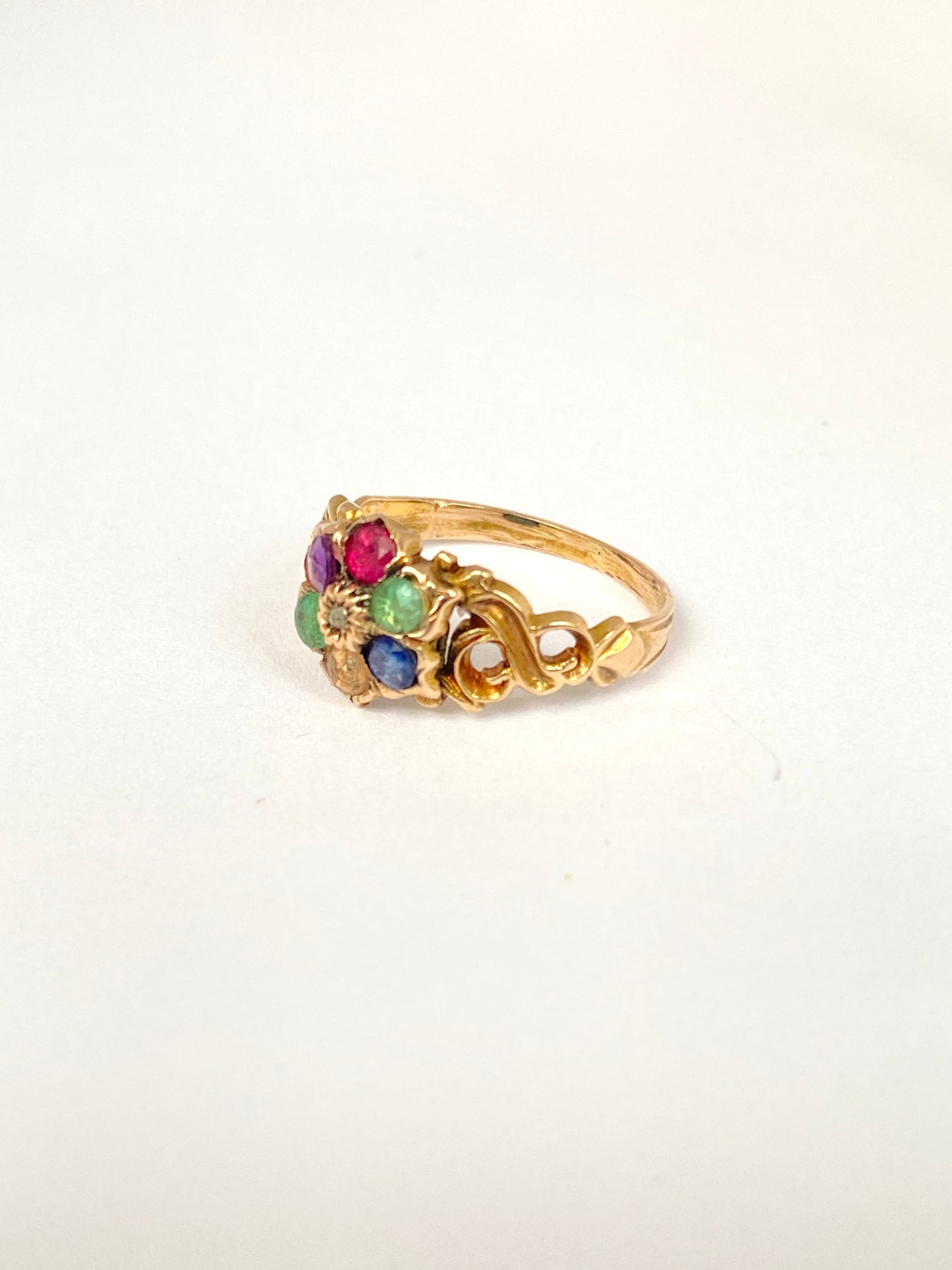 Rare, Victorian, 18ct Gold, Dearest Acrostic Multi-Gem Ring