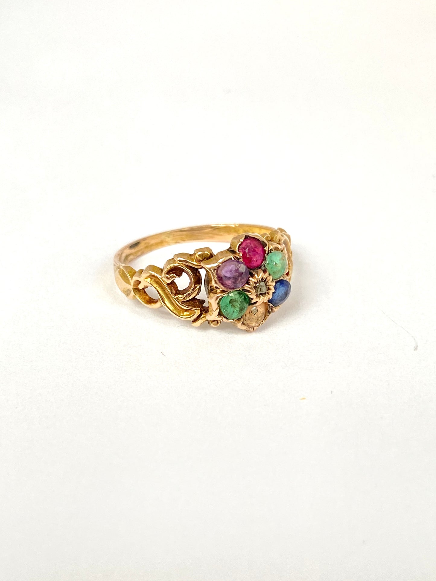 Rare, Victorian, 18ct Gold, Dearest Acrostic Multi-Gem Ring