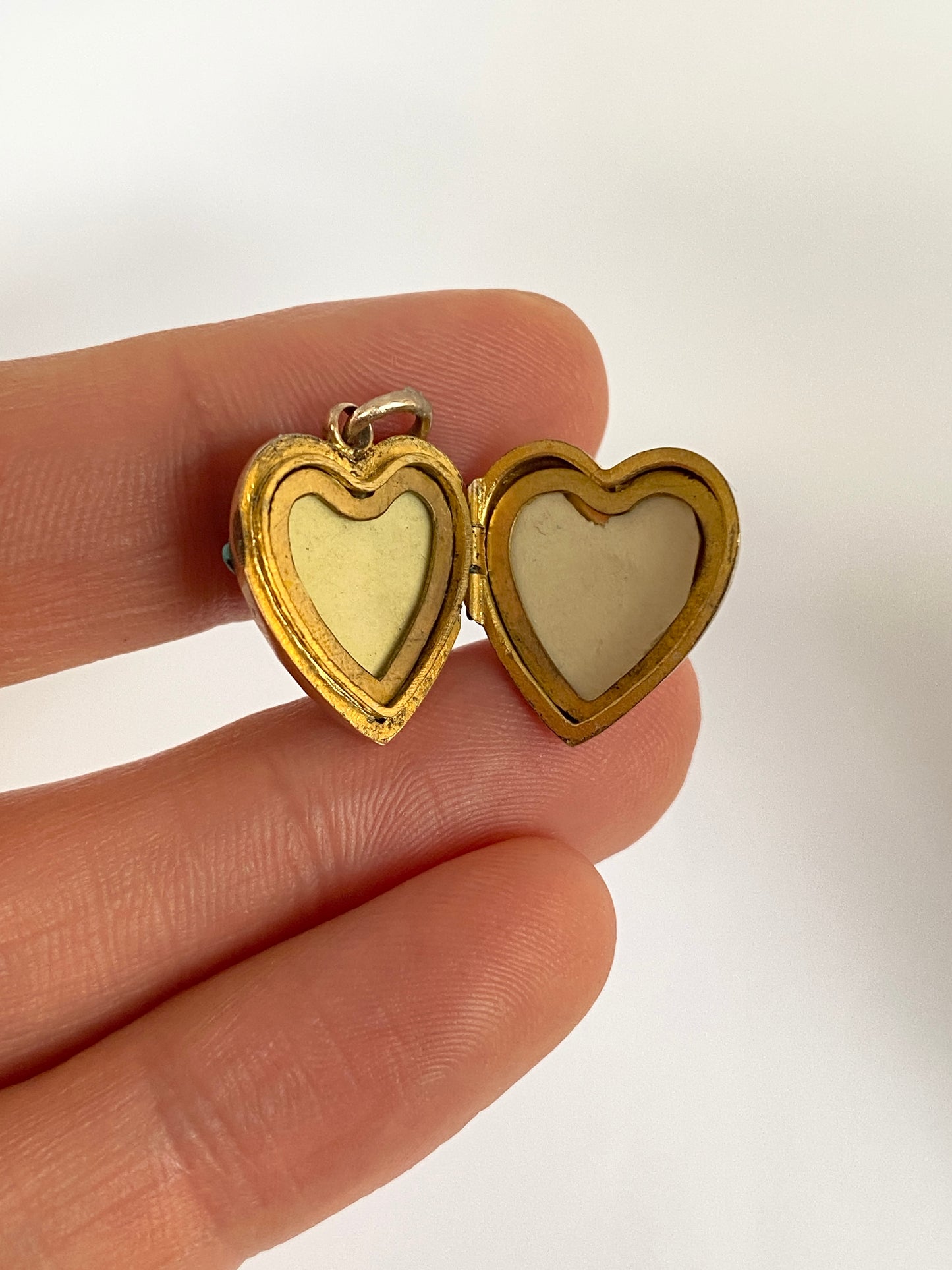 Vintage 9ct Gold Turquoise & Seed Pearl Heart Locket/Pendant