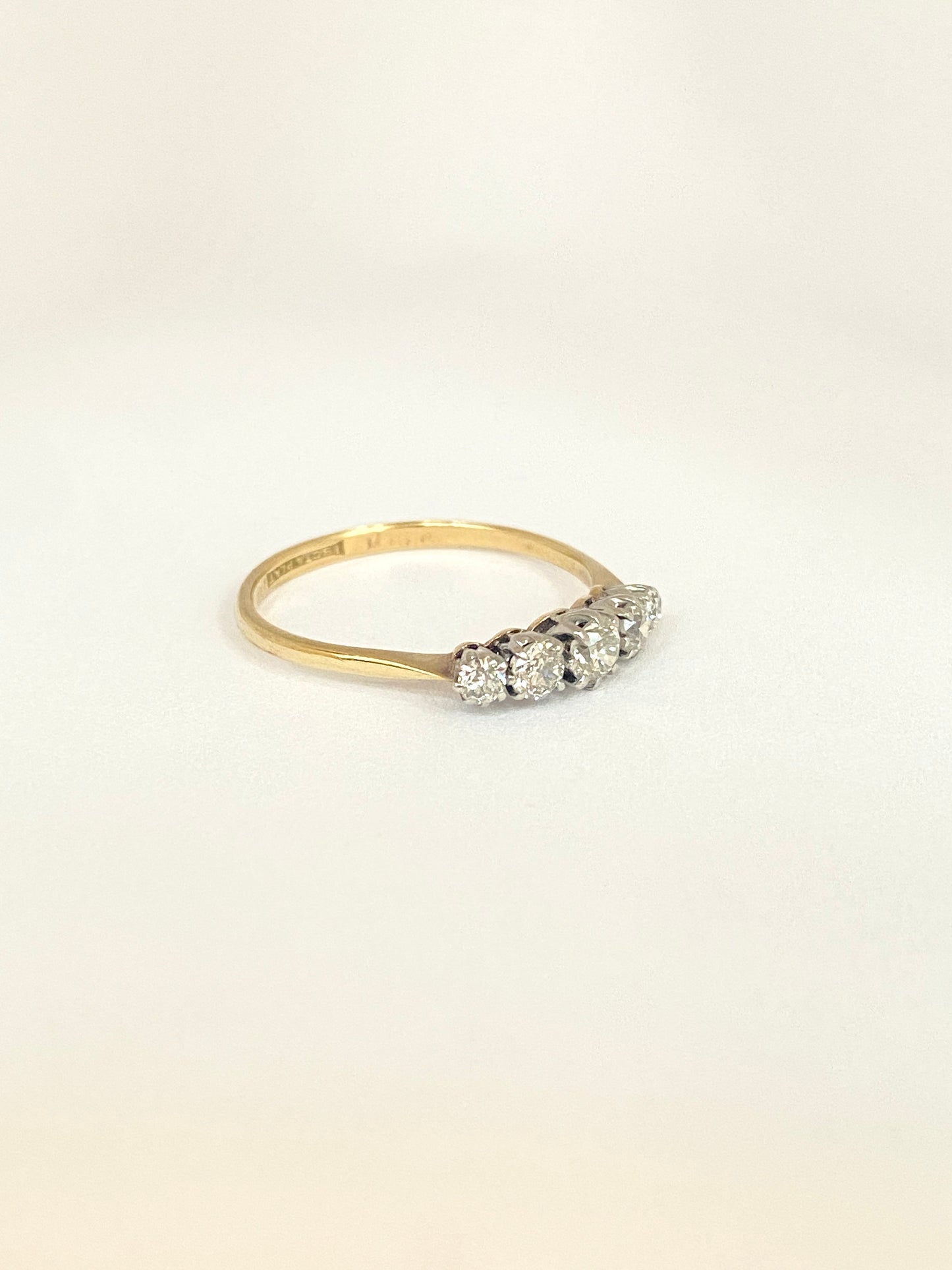 Art Deco, 18ct Gold and Platinum, Vintage 5 Stone Diamond Ring