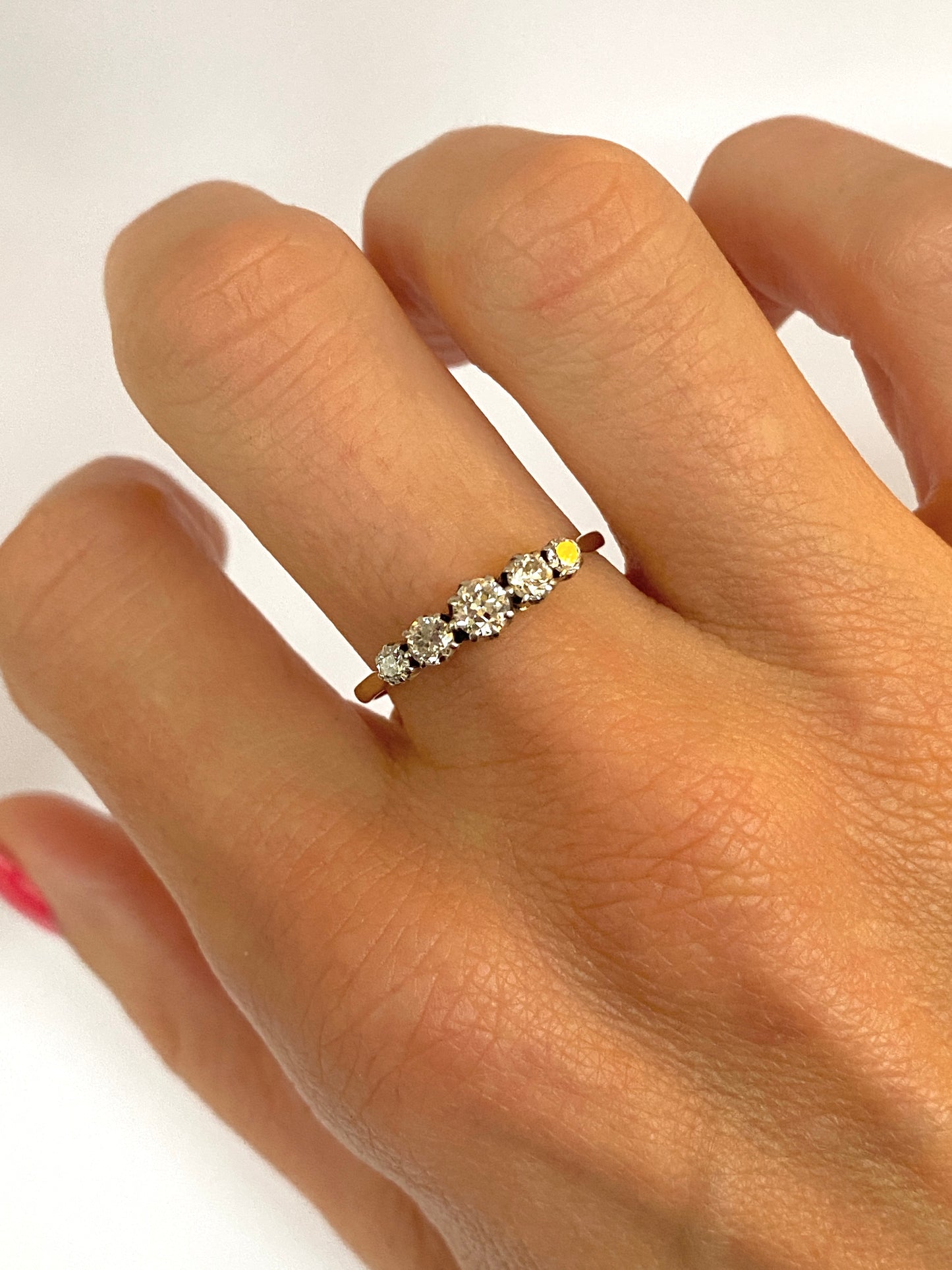 Art Deco, 18ct Gold and Platinum, Vintage 5 Stone Diamond Ring