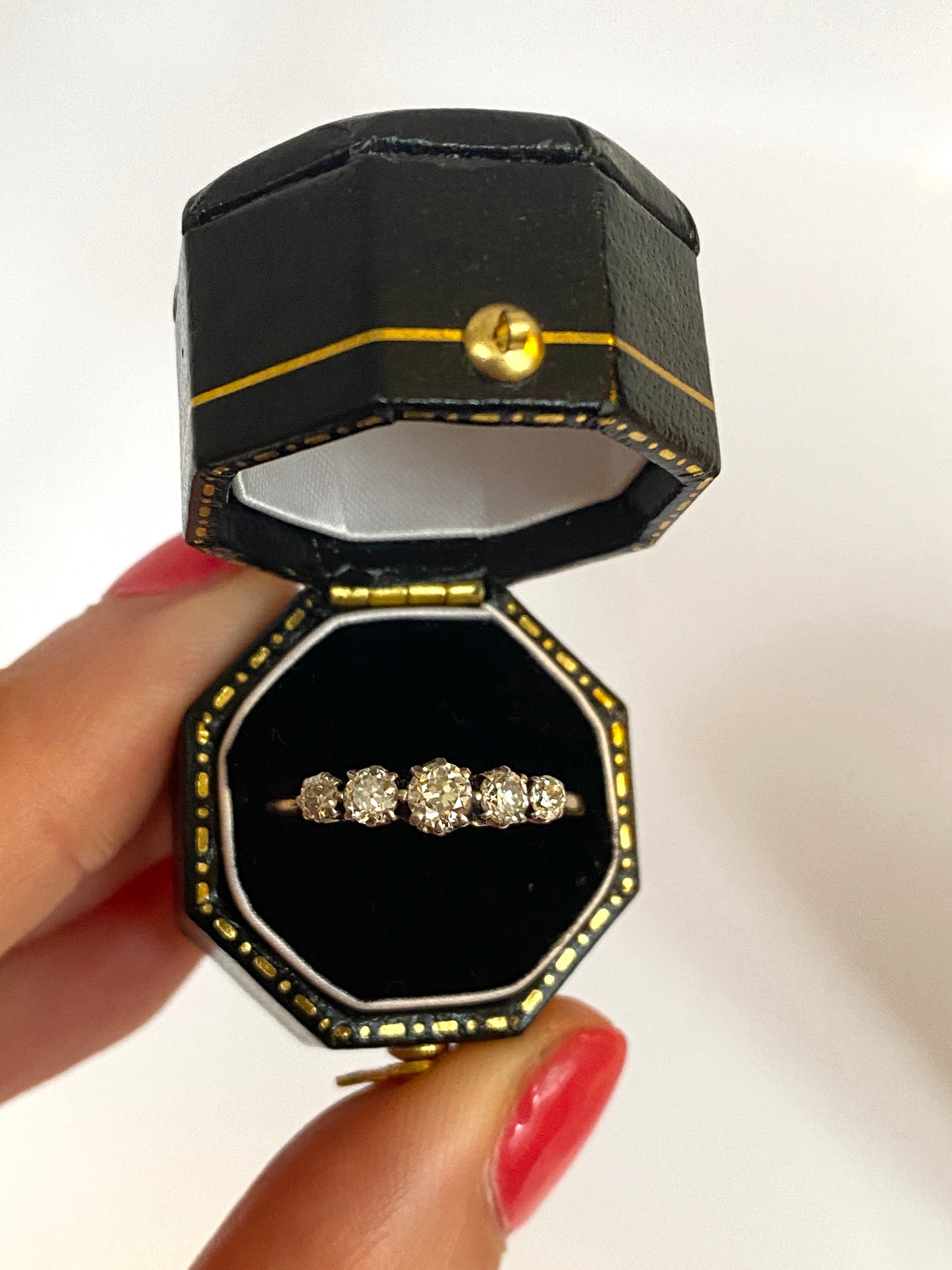 Art Deco, 18ct Gold and Platinum, Vintage 5 Stone Diamond Ring