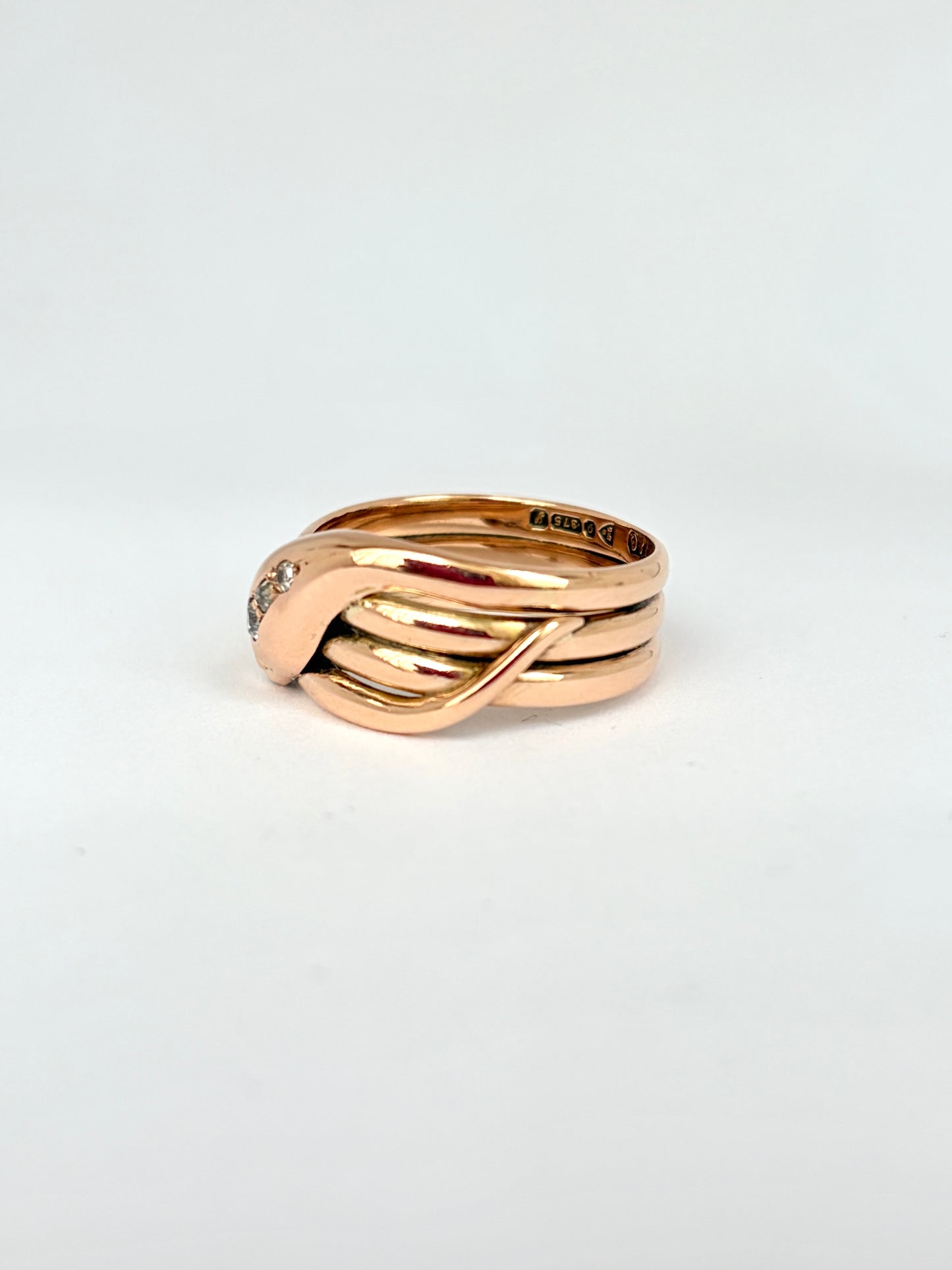 Stunning, Antique, 9ct Rosy Gold Snake Ring, Hallmarked for Chester, 1918