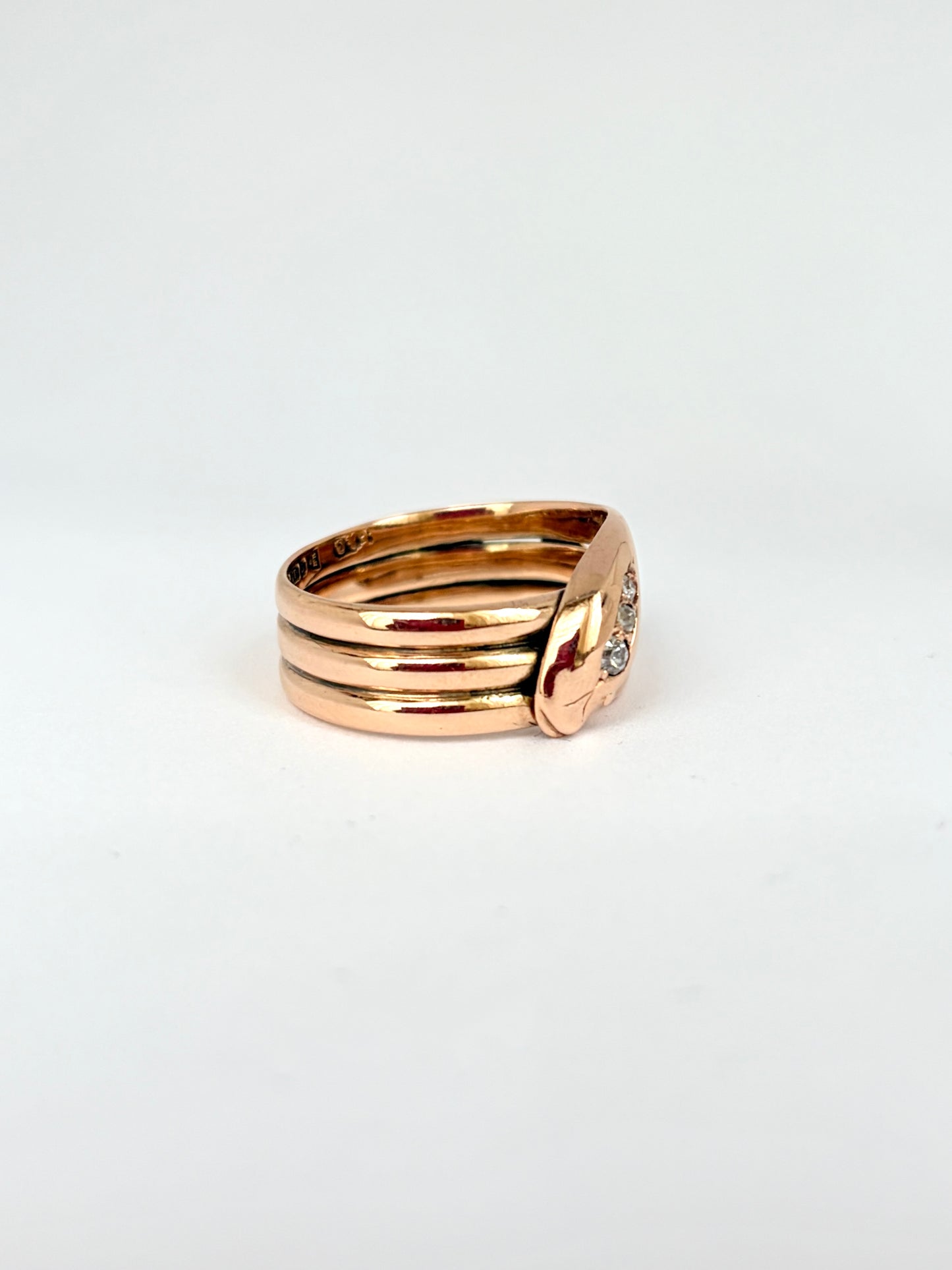 Stunning, Antique, 9ct Rosy Gold Snake Ring, Hallmarked for Chester, 1918