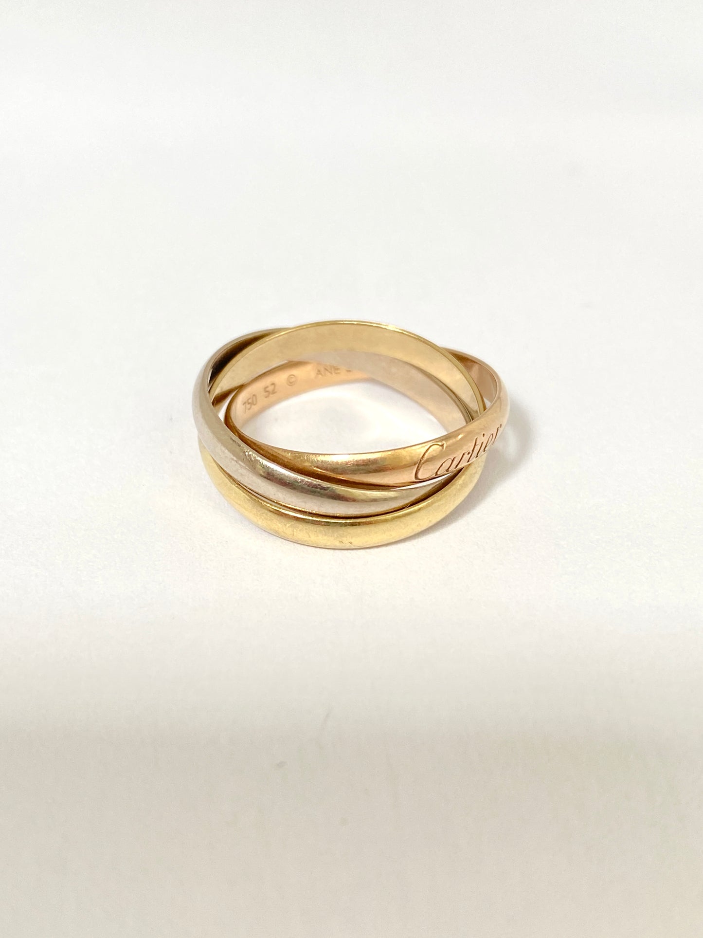 Classic, 18ct Gold Cartier, Three Tone Trinity Ring. Size 52, 5g
