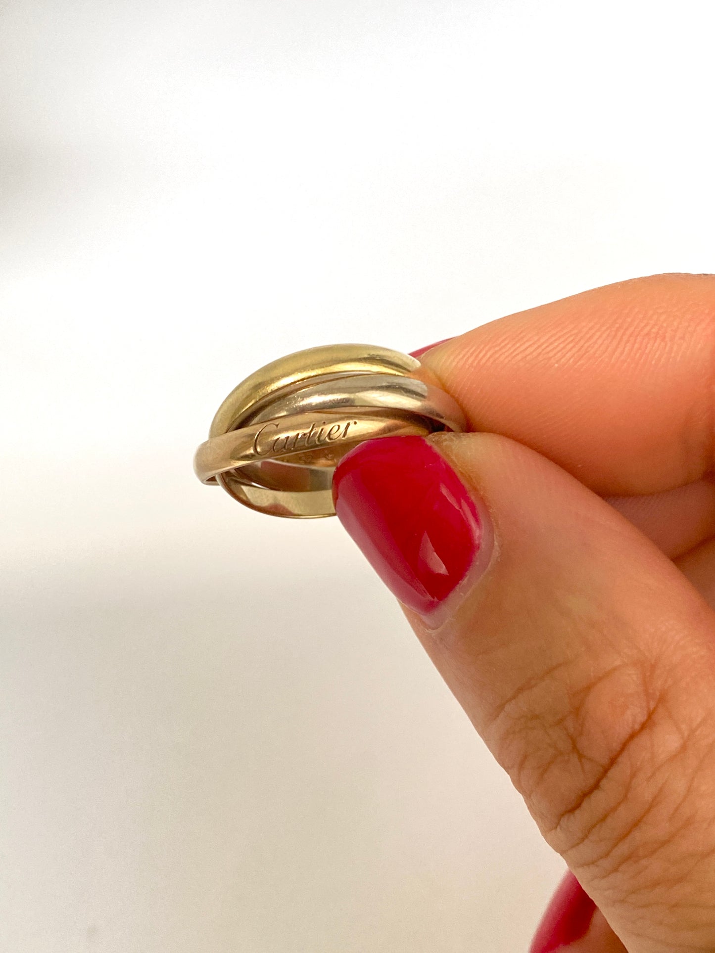 Classic, 18ct Gold Cartier, Three Tone Trinity Ring. Size 52, 5g