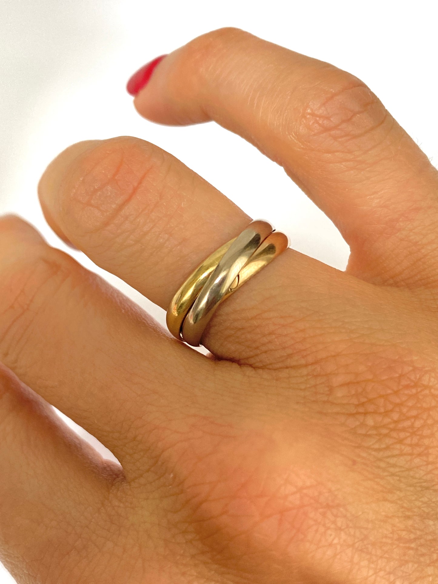 Classic, 18ct Gold Cartier, Three Tone Trinity Ring. Size 52, 5g