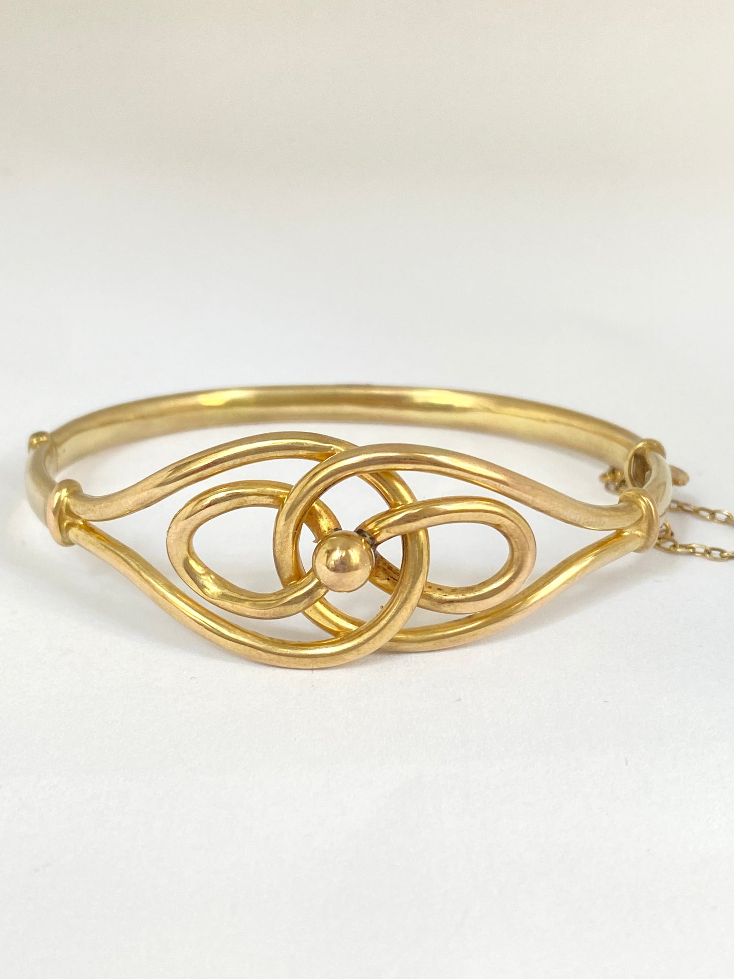 Antique, 9ct Gold Lovers Knot Bangle, 7.89g