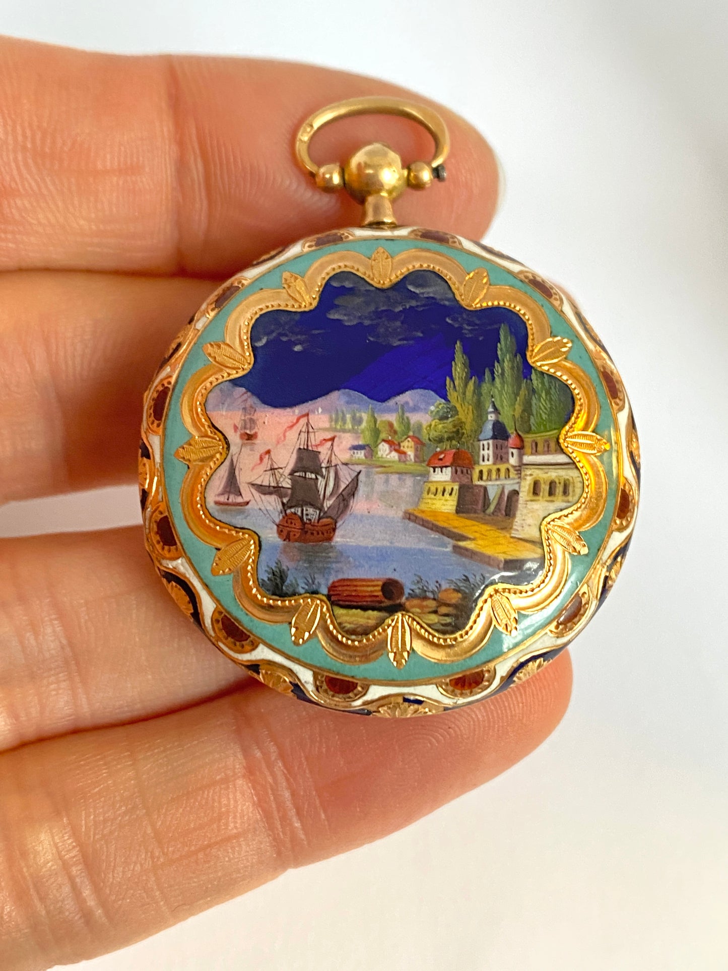 RESERVED FINAL PAYMENT KATHY Incredible, Early Victorian, 18ct Gold and Enamel Antique Vinaigrette / Pendant