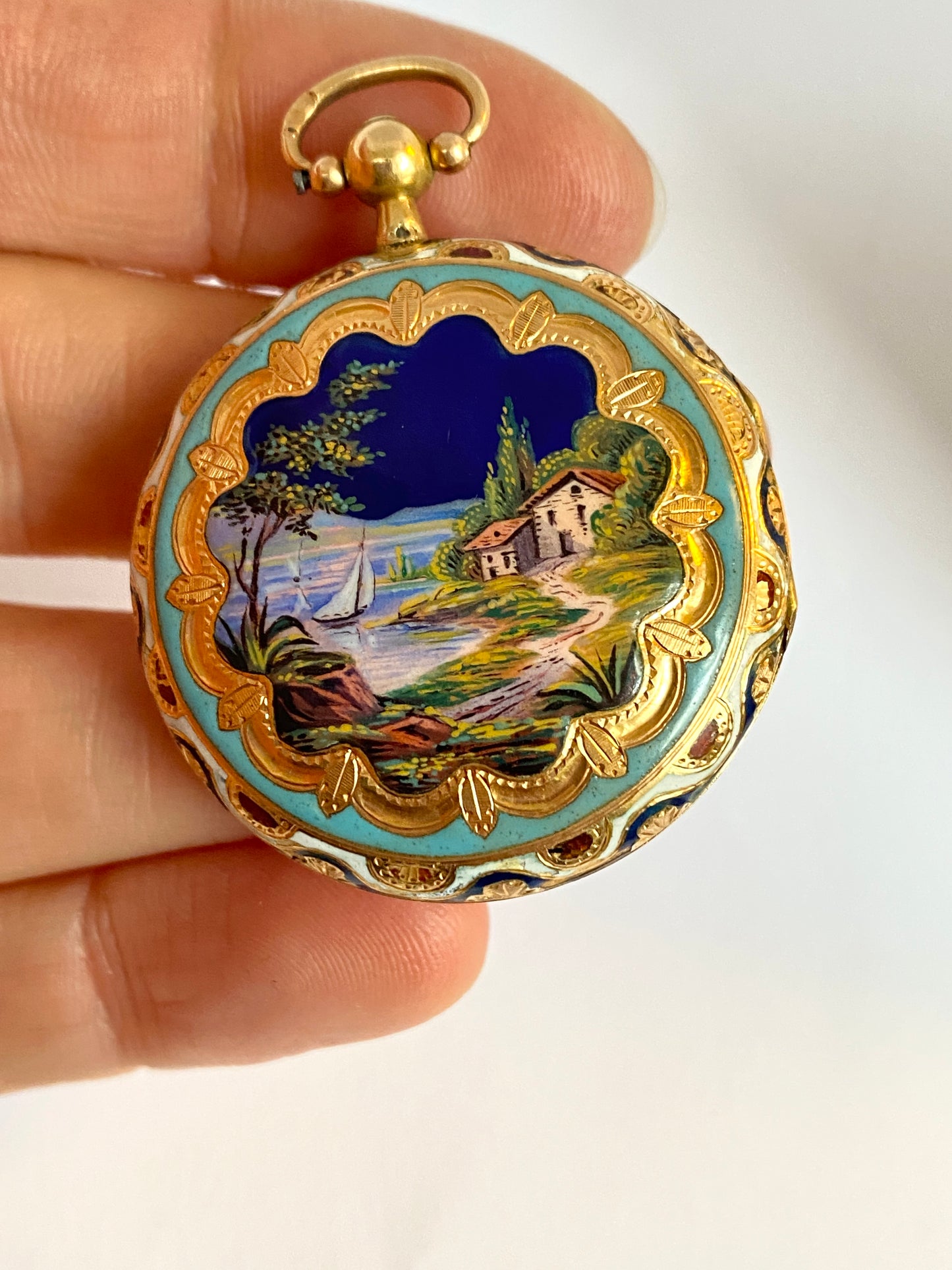 RESERVED FINAL PAYMENT KATHY Incredible, Early Victorian, 18ct Gold and Enamel Antique Vinaigrette / Pendant