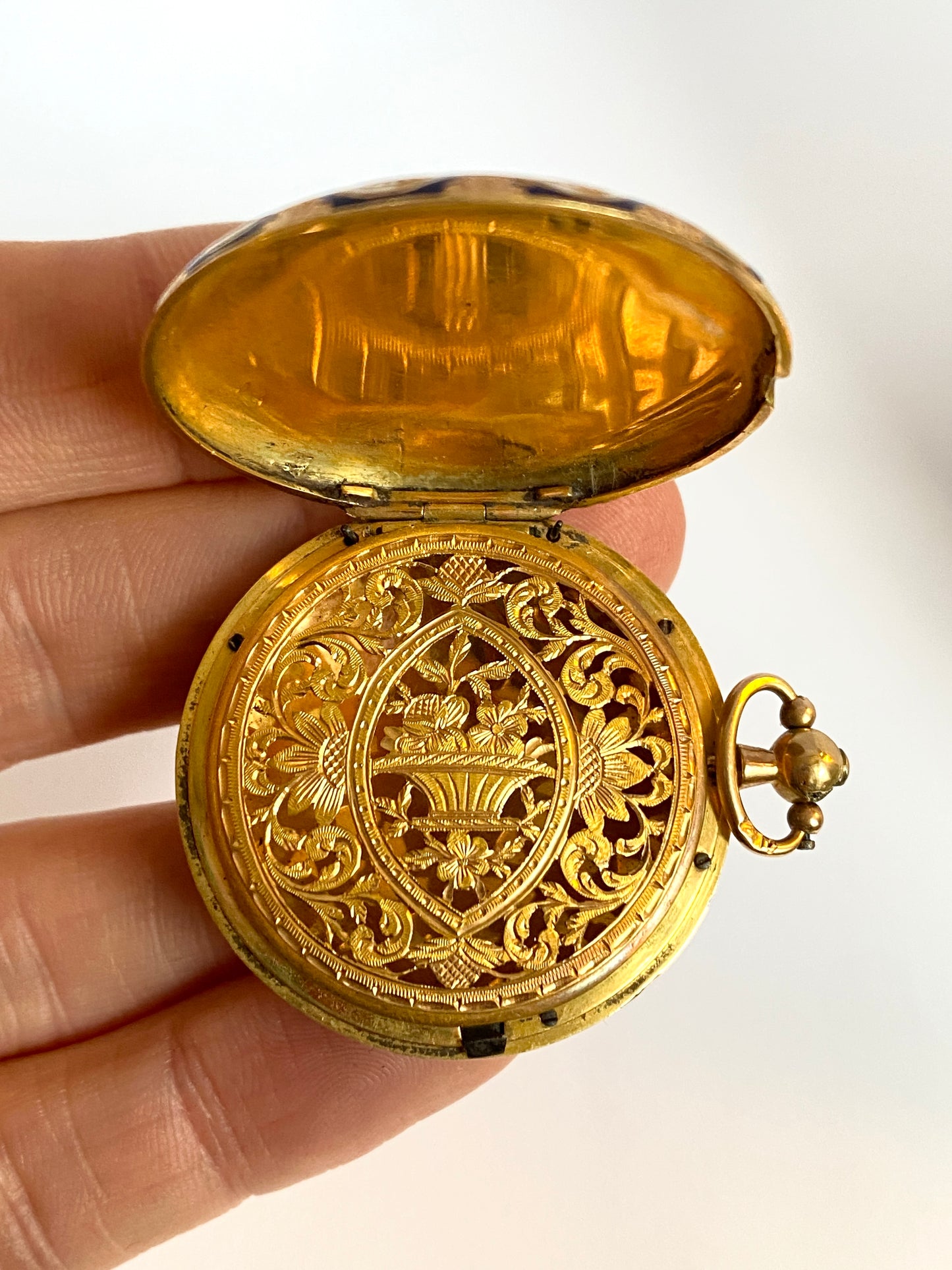 RESERVED FINAL PAYMENT KATHY Incredible, Early Victorian, 18ct Gold and Enamel Antique Vinaigrette / Pendant