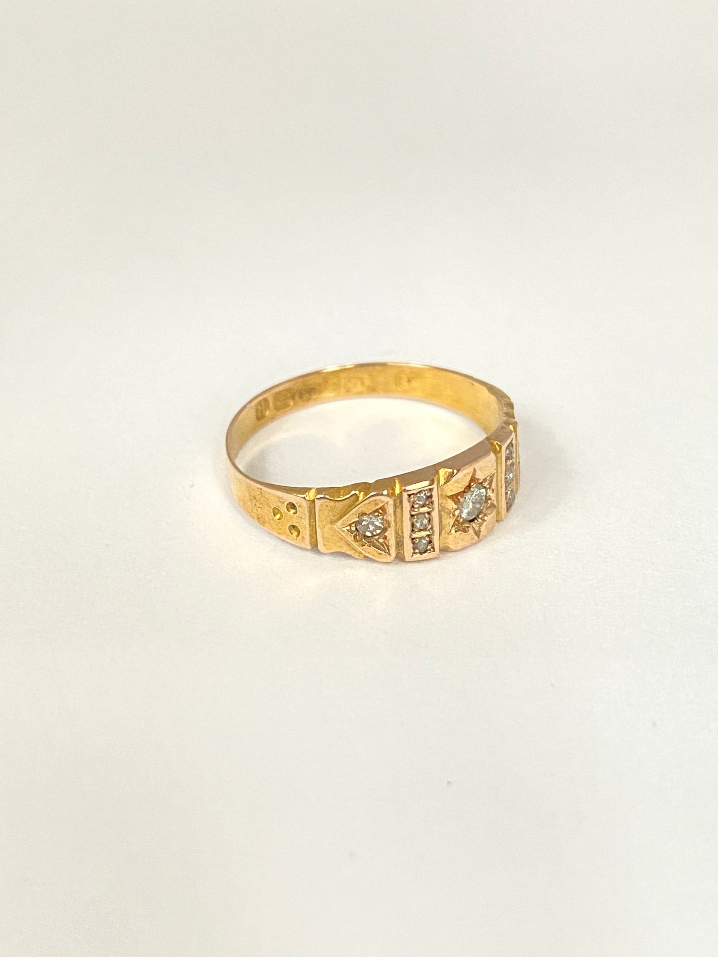 Victorian, 15ct Gold Diamond Gypsy Ring, Hallmarked Birmingham, 1890