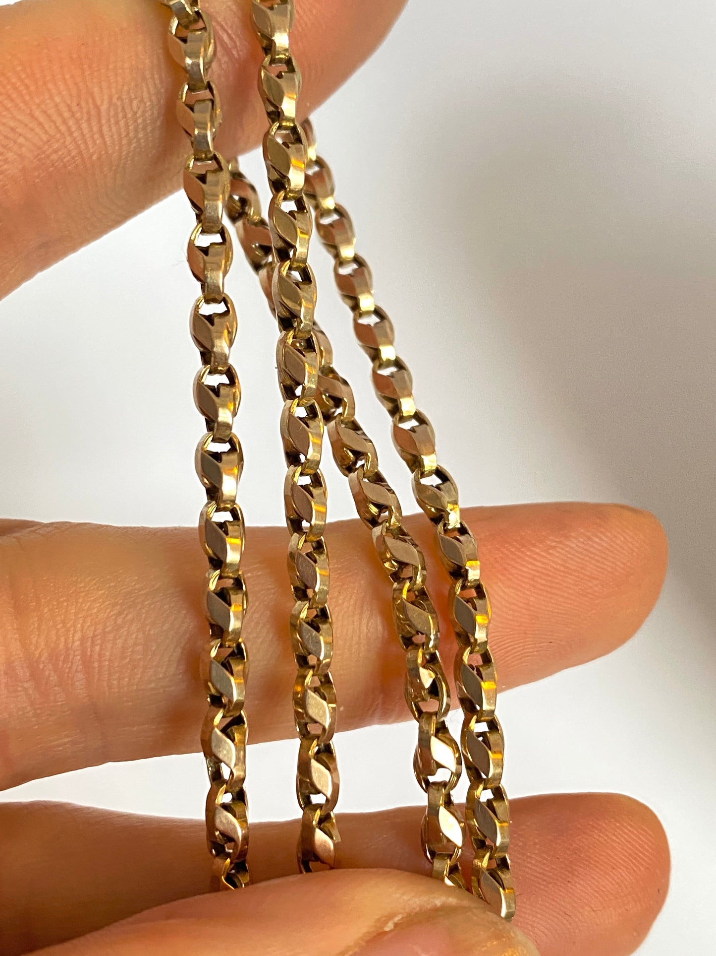 62 inch, Antique, 9ct Gold Victorian Long Guard Chain with Dog Clip 28.85g