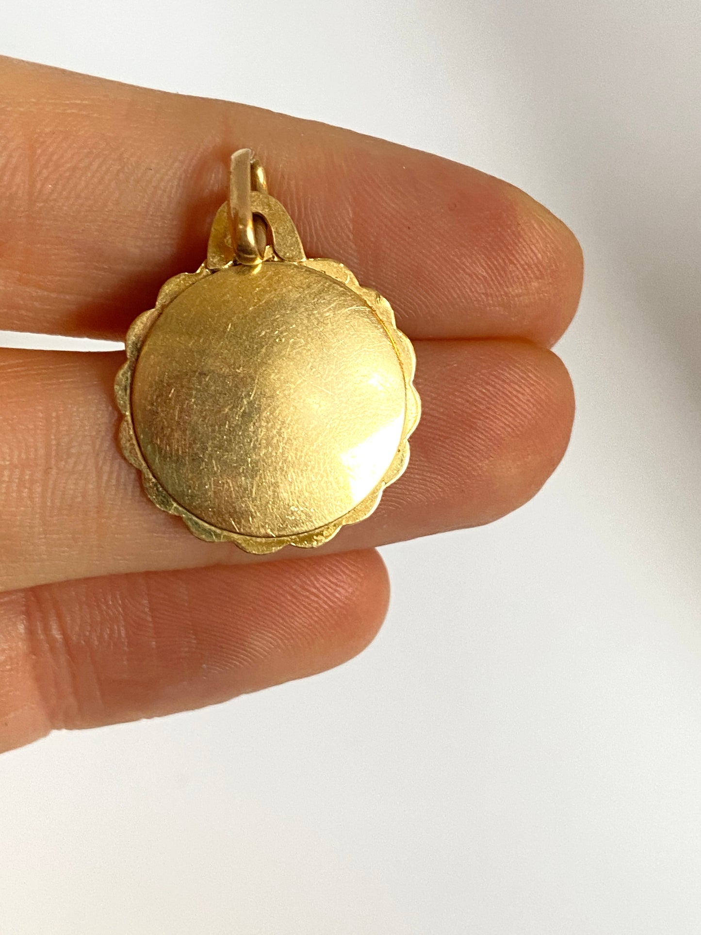 Vintage, 18ct Gold, Ruby French Augis Love Pendant, 'Qu'hier - Que demain'