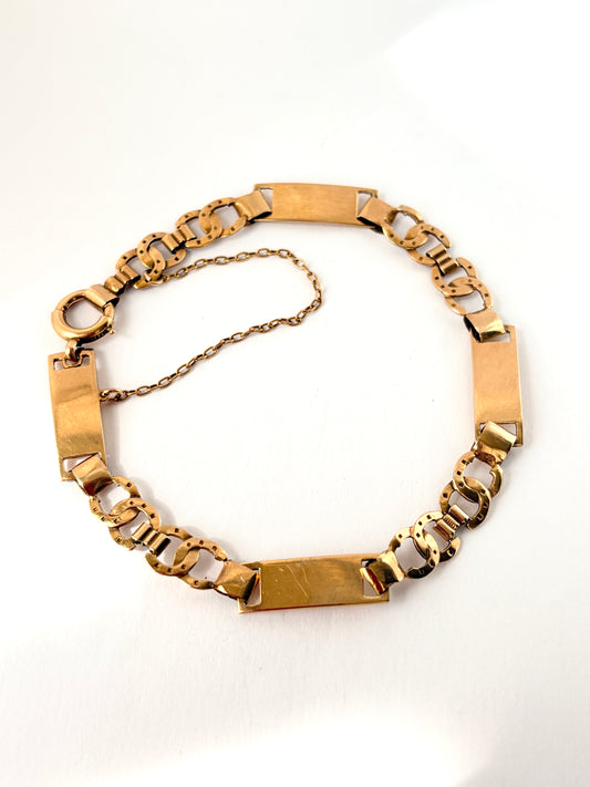 Arts and Crafts Muurle Bennett Horse Shoe/ID Bracelet in 9ct Gold