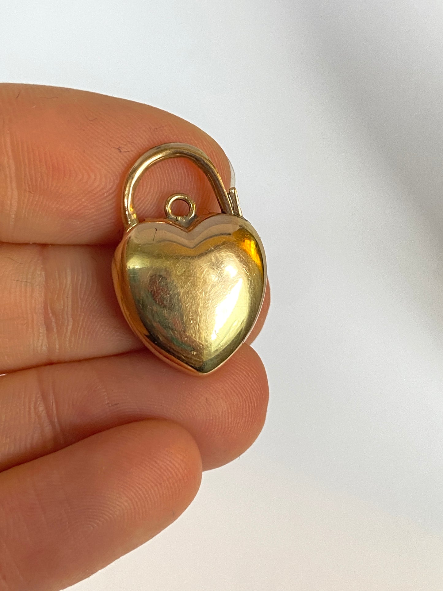 Rare, Antique, 10ct Gold Puffy Heart Padlock Clasp/Pendant