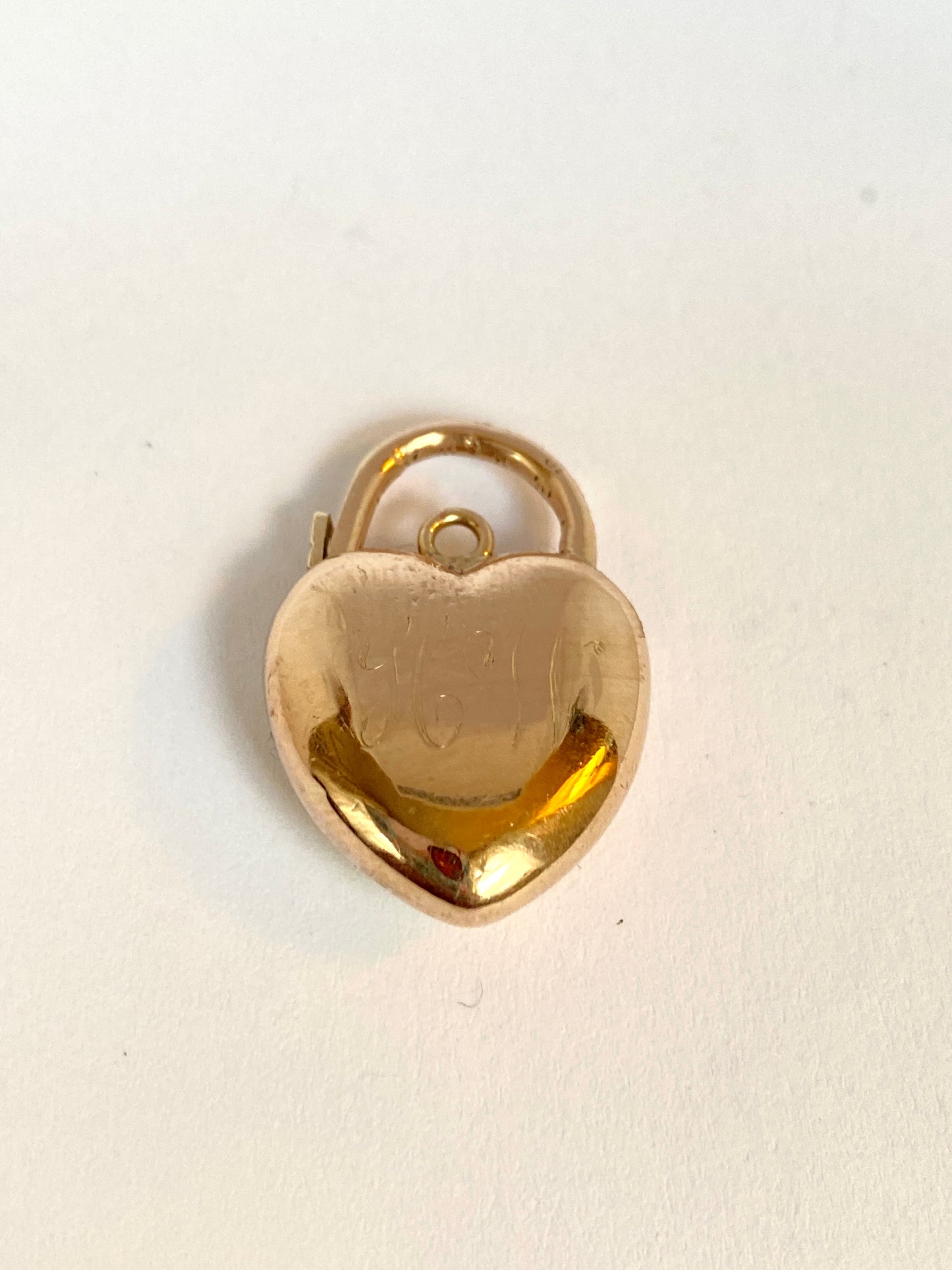 Rare, Antique, 10ct Gold Puffy Heart Padlock Clasp/Pendant