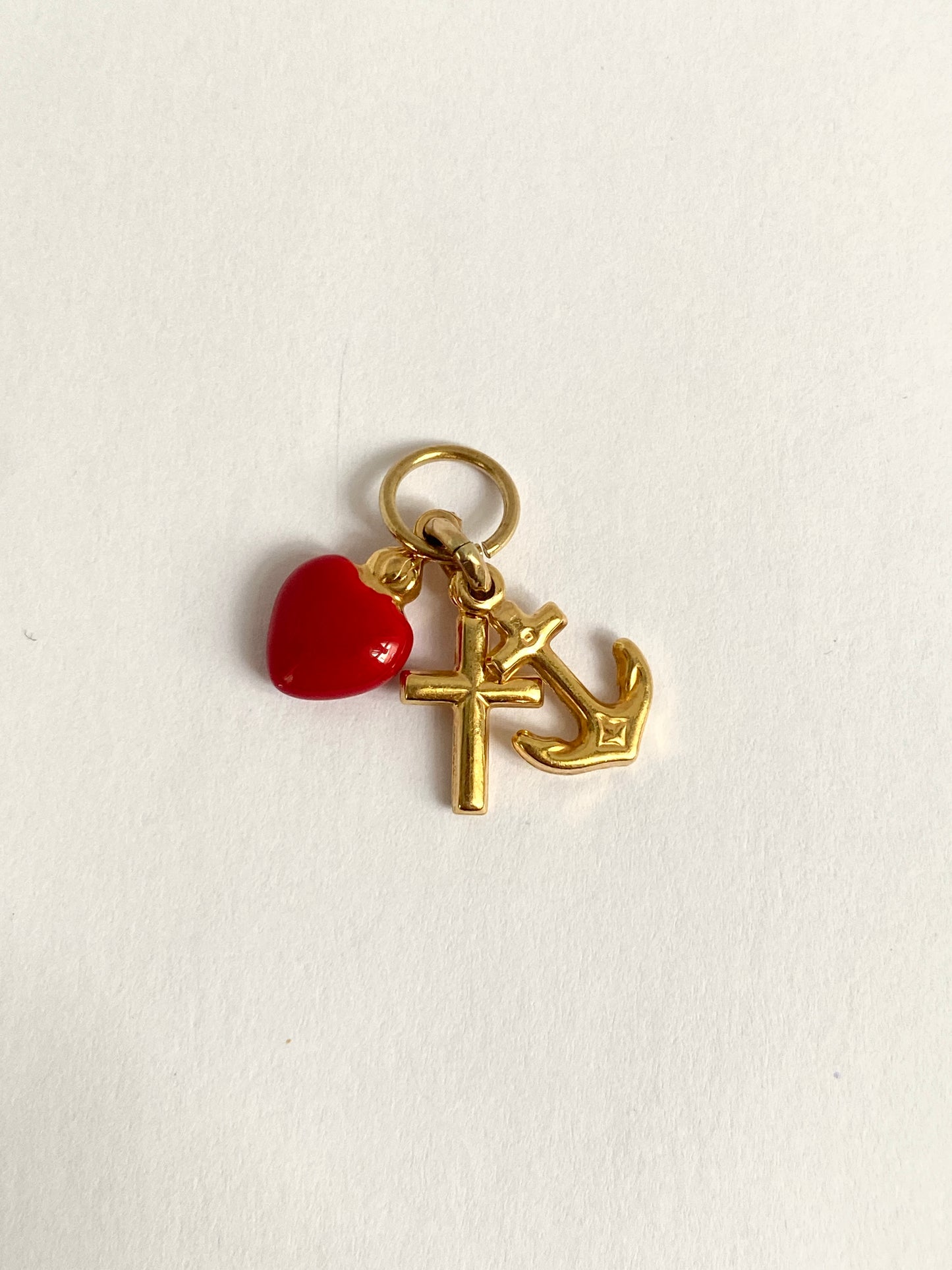 Second payment Vintage, 9ct Gold and Red Enamel, Faith, Hope and Charity Charm/ Pendant