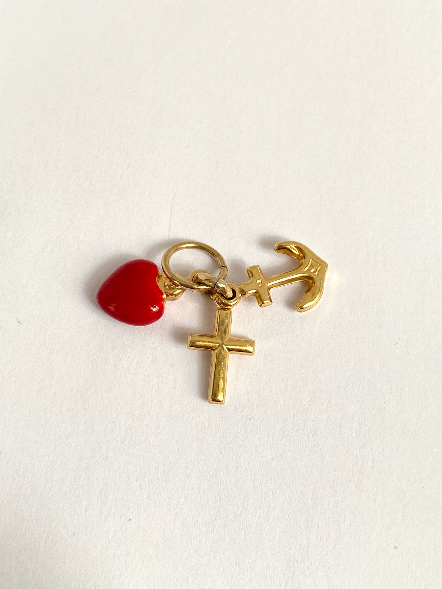 Second payment Vintage, 9ct Gold and Red Enamel, Faith, Hope and Charity Charm/ Pendant