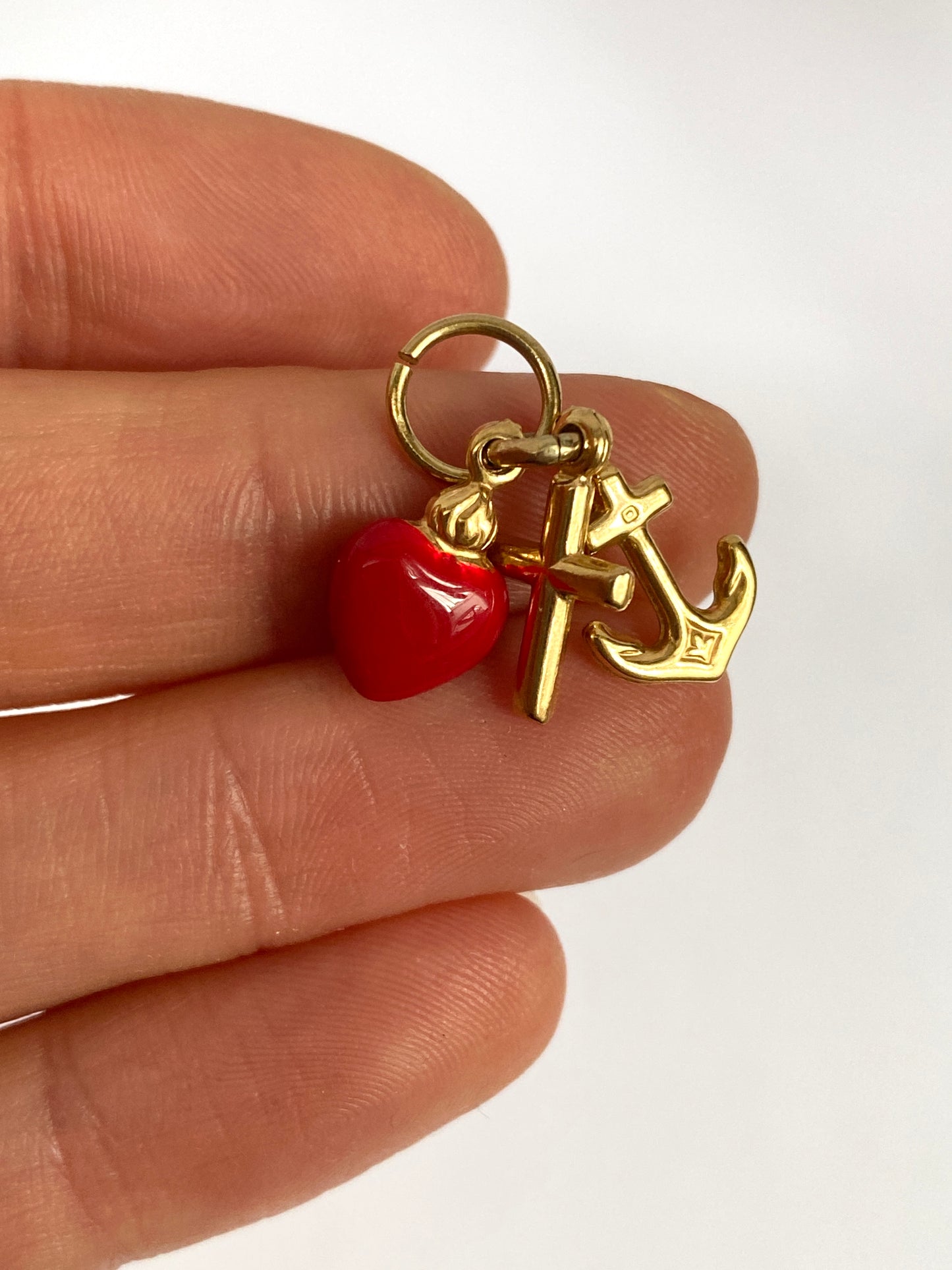 Second payment Vintage, 9ct Gold and Red Enamel, Faith, Hope and Charity Charm/ Pendant