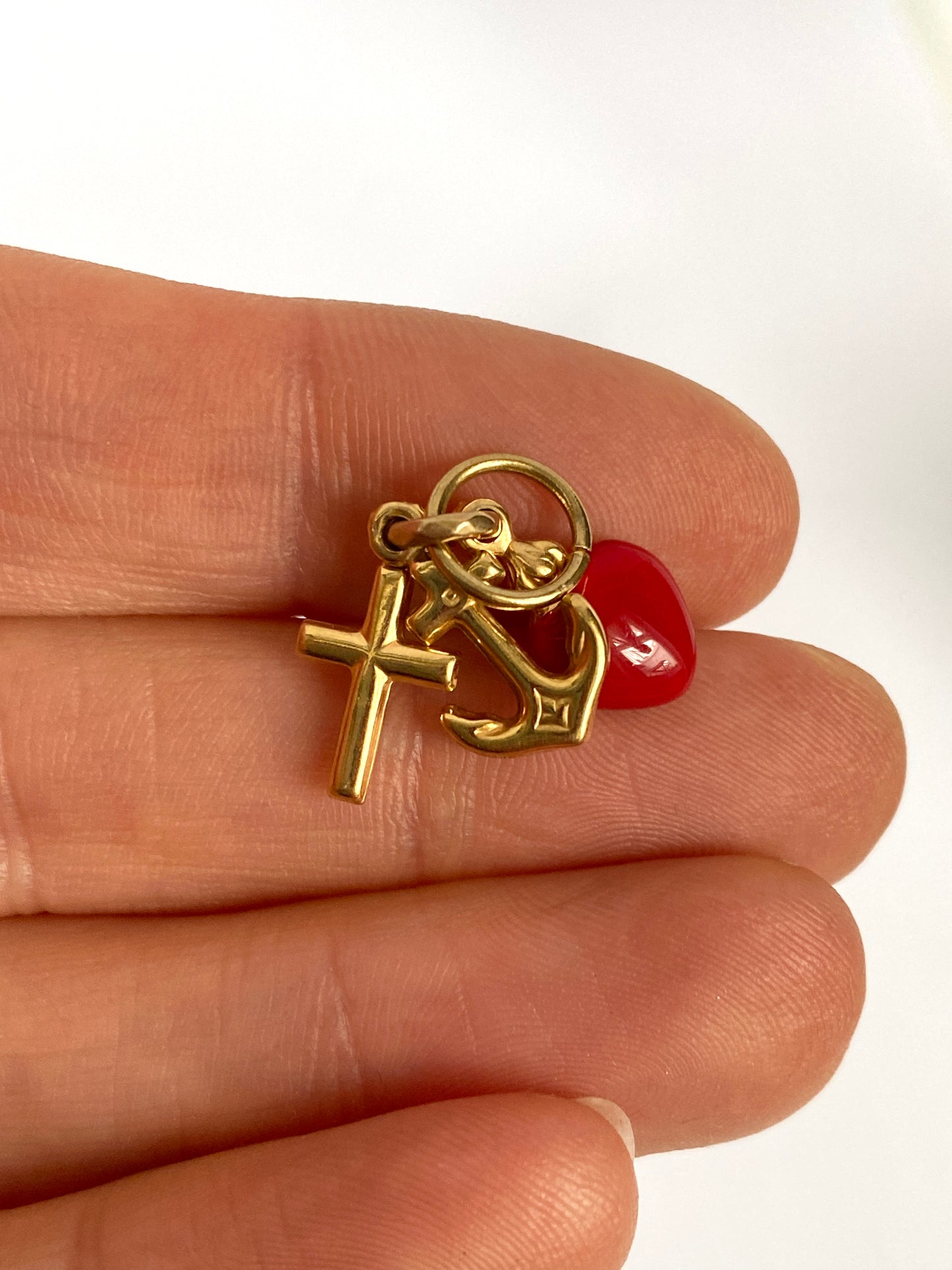 Second payment Vintage, 9ct Gold and Red Enamel, Faith, Hope and Charity Charm/ Pendant