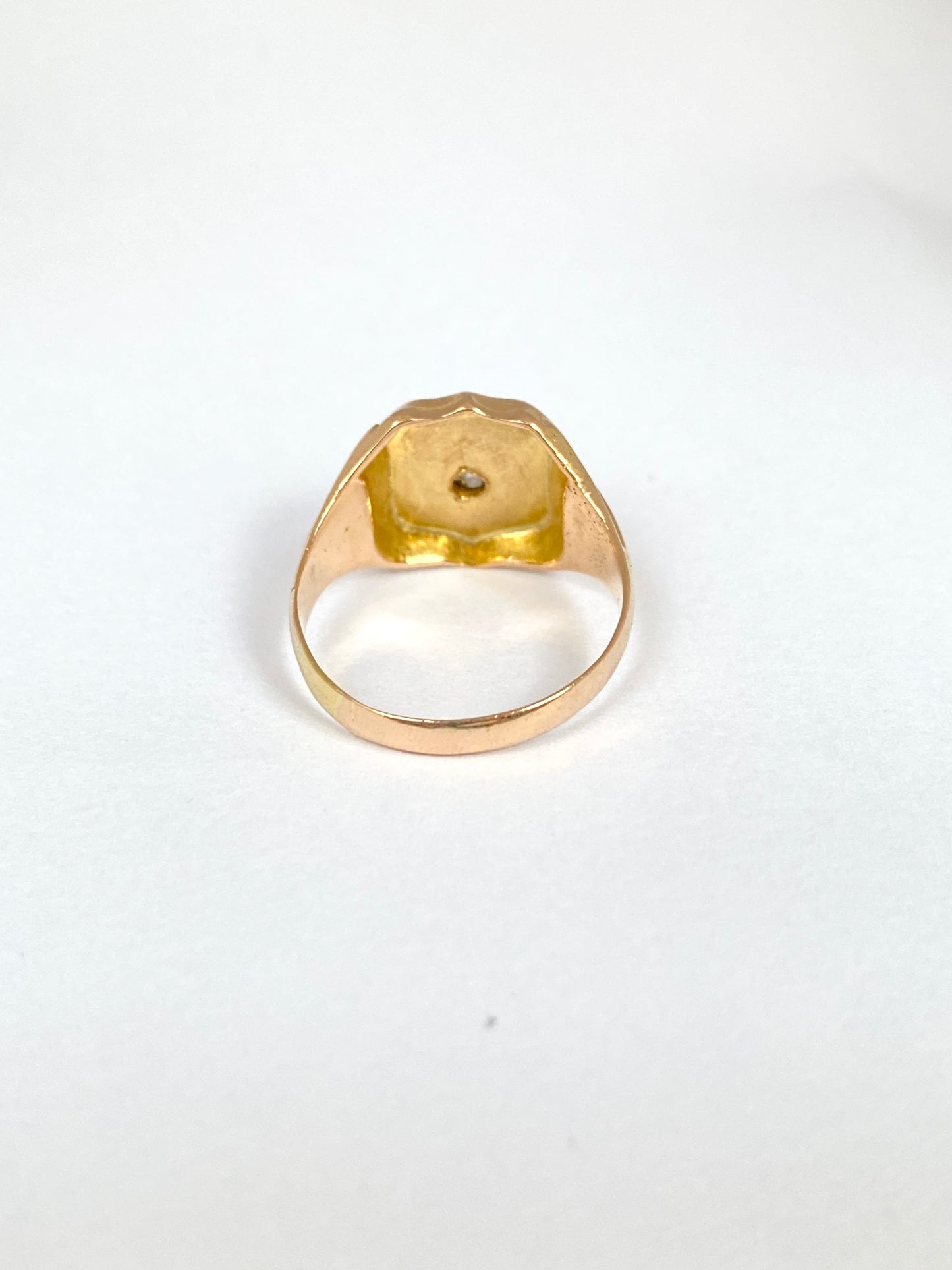 Antique, Victorian, 15ct Gold Diamond Signet Ring, Hallmarked, Birmingham, 1900