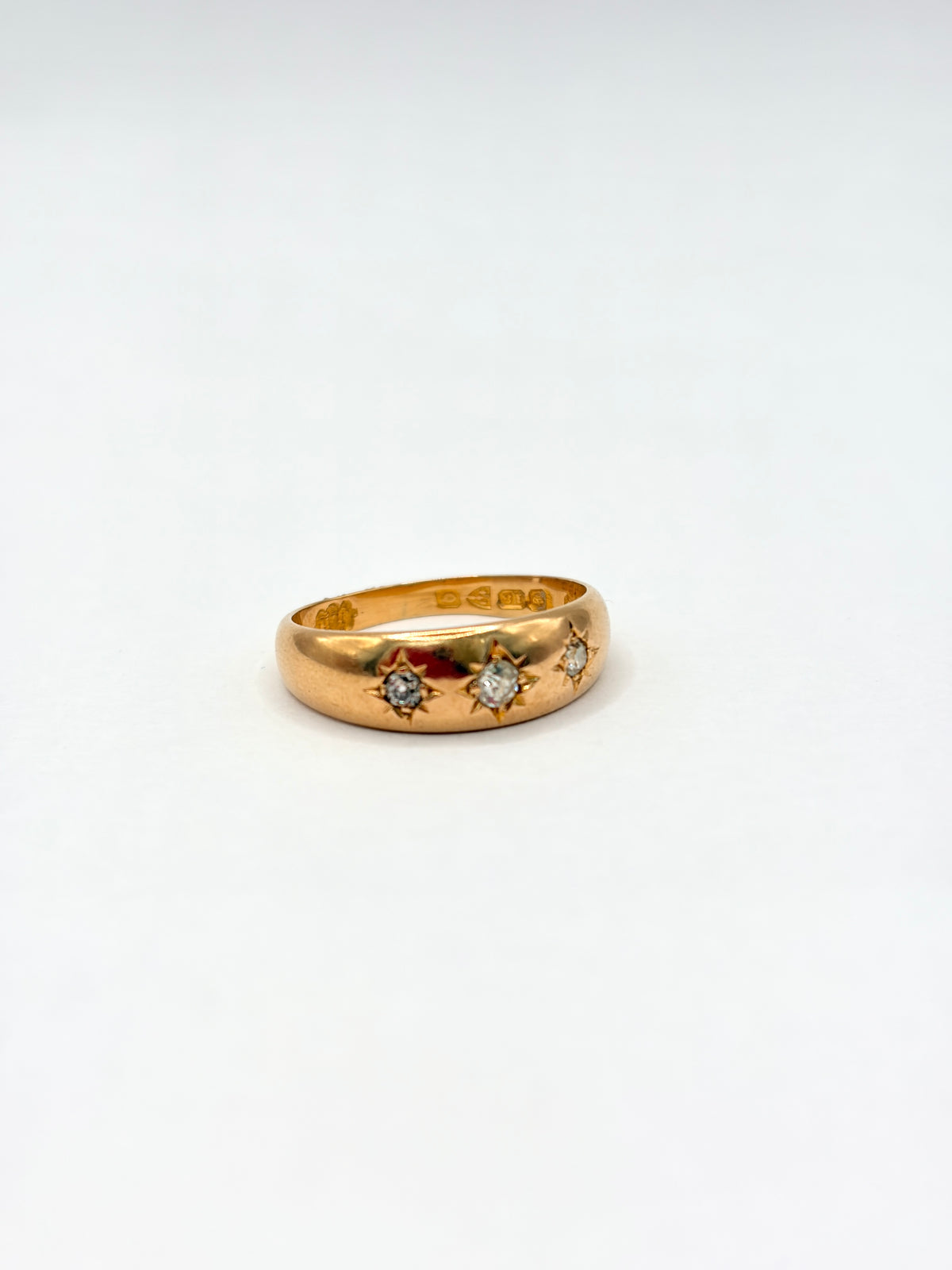 Antique, Victorian Three Star, Gypsy Ring, Hallmarked 18ct Gold, Chester, 1899