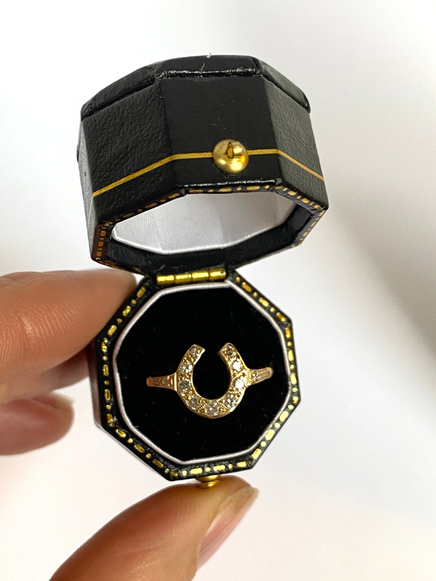 Vintage, 9ct Gold, Diamond Horse Shoe Ring