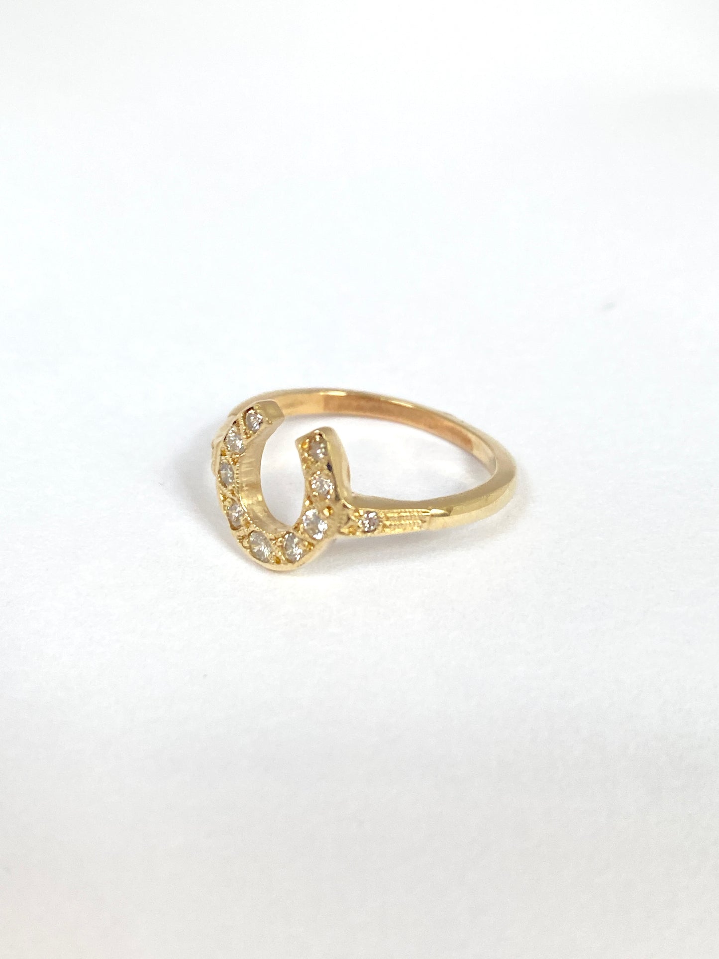 Vintage, 9ct Gold, Diamond Horse Shoe Ring