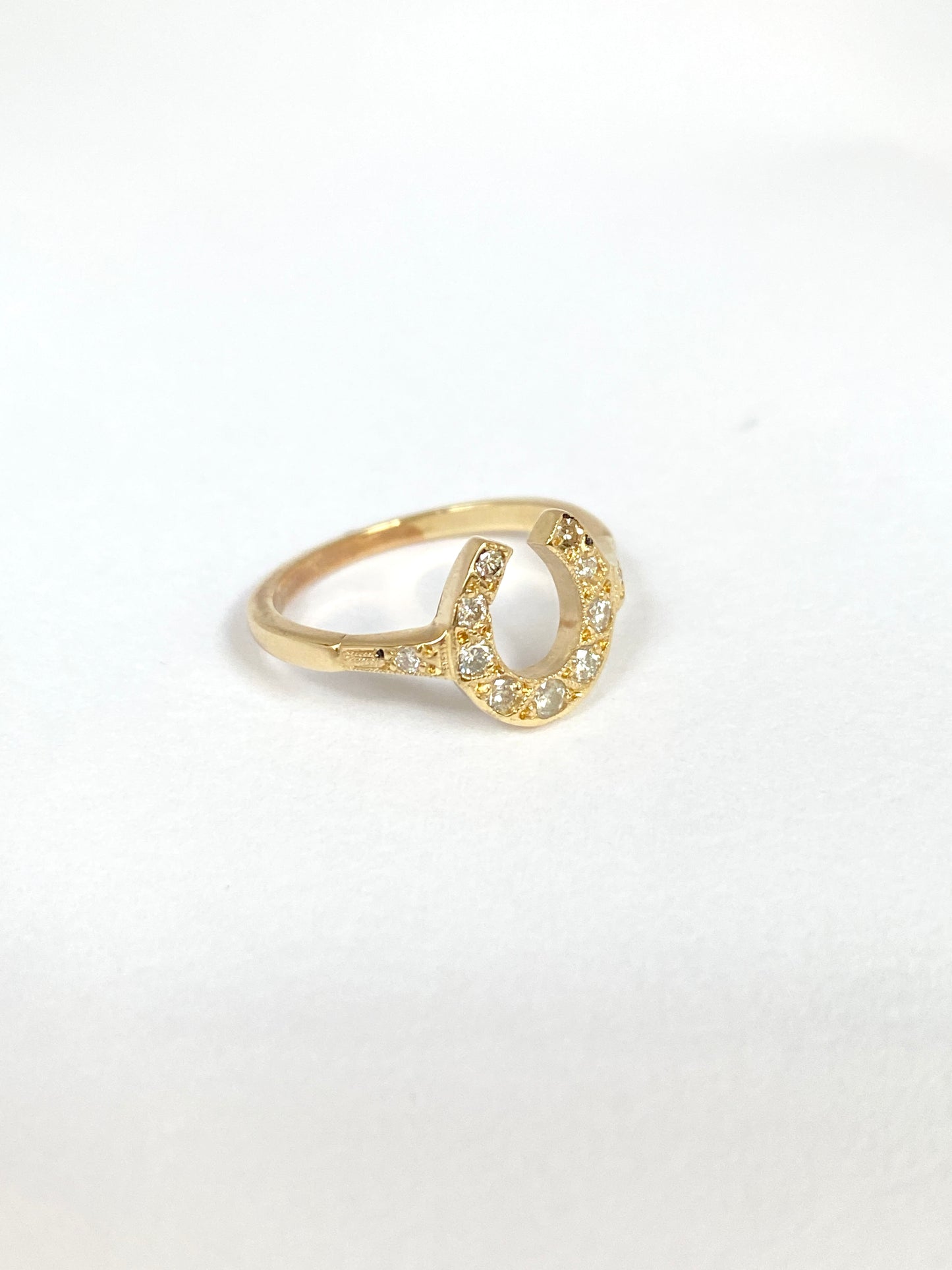 Vintage, 9ct Gold, Diamond Horse Shoe Ring
