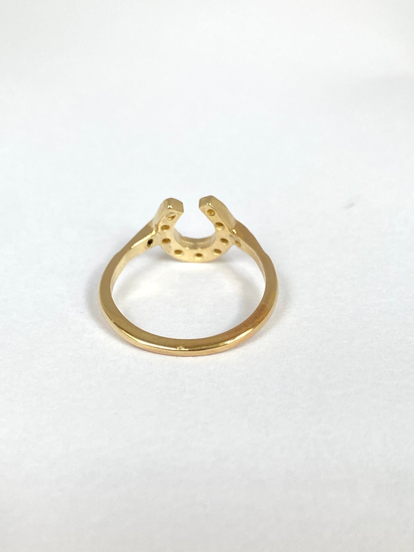 Vintage, 9ct Gold, Diamond Horse Shoe Ring