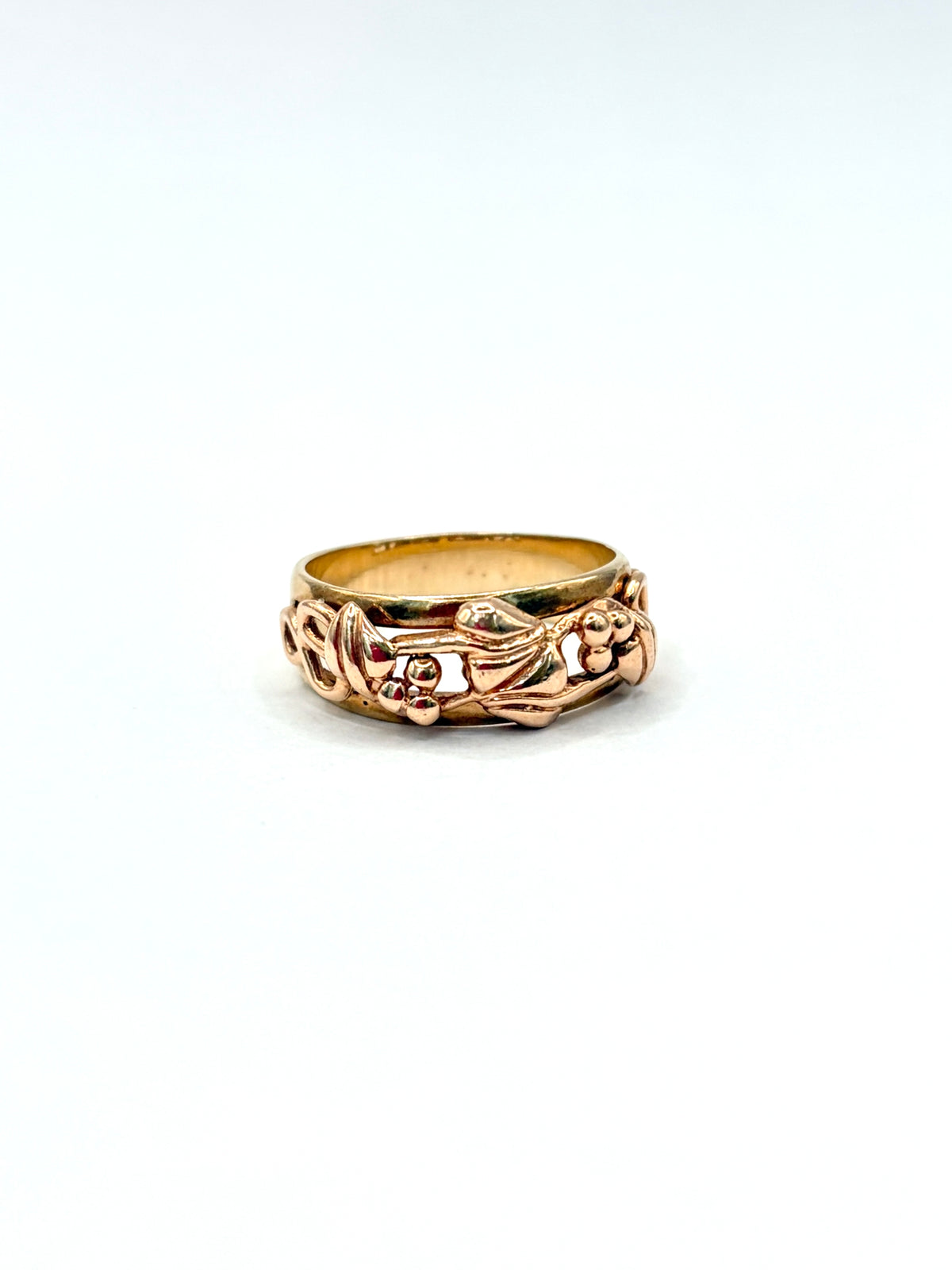 Vintage 9ct Gold Floral Engraved Band, Hallmarked 9ct Gold, Sheffield, 1994