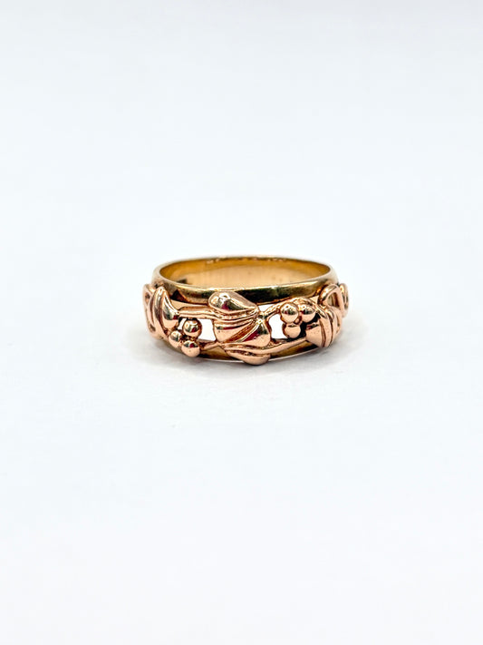 Vintage 9ct Gold Floral Engraved Band, Hallmarked 9ct Gold, Sheffield, 1994