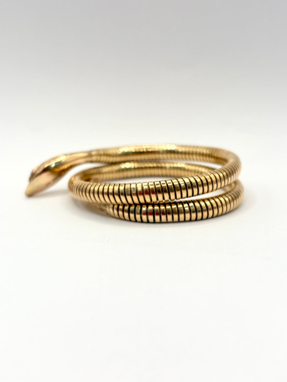 Vintage, 9ct Gold, Ruby Eyed Extendable Snake Bangle, Hallmarked 9ct Gold, Birmingham, 1976,  28.81g