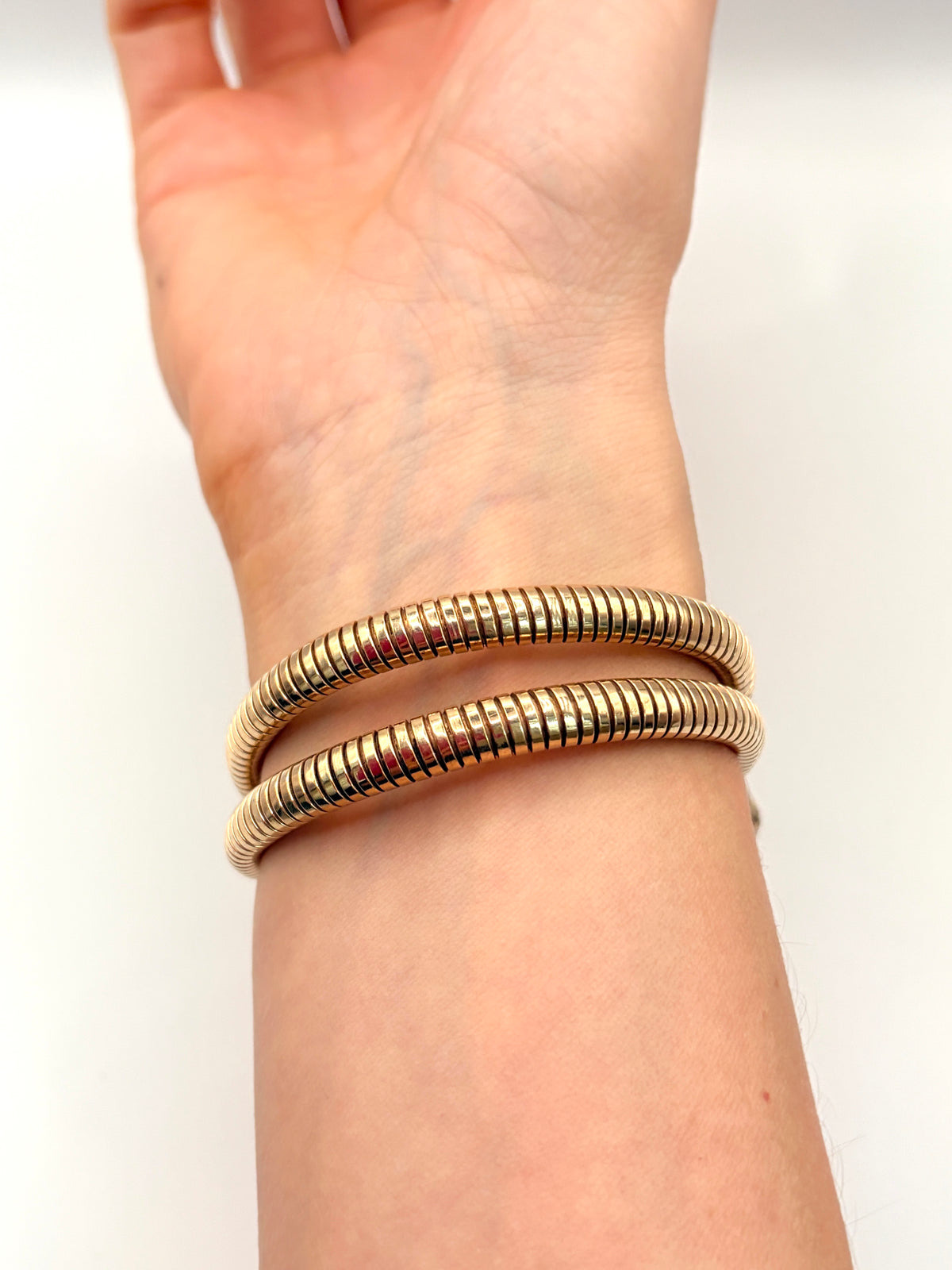 Vintage, 9ct Gold, Ruby Eyed Extendable Snake Bangle, Hallmarked 9ct Gold, Birmingham, 1976,  28.81g