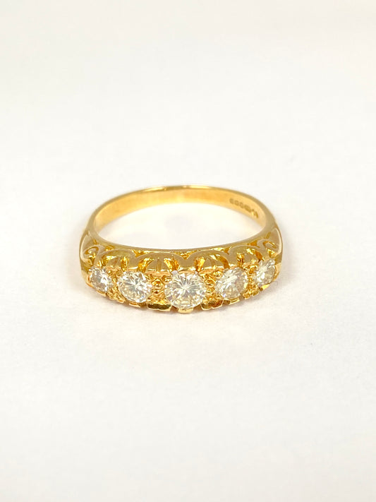 18ct Gold, Vintage 5 Stone Diamond Ring