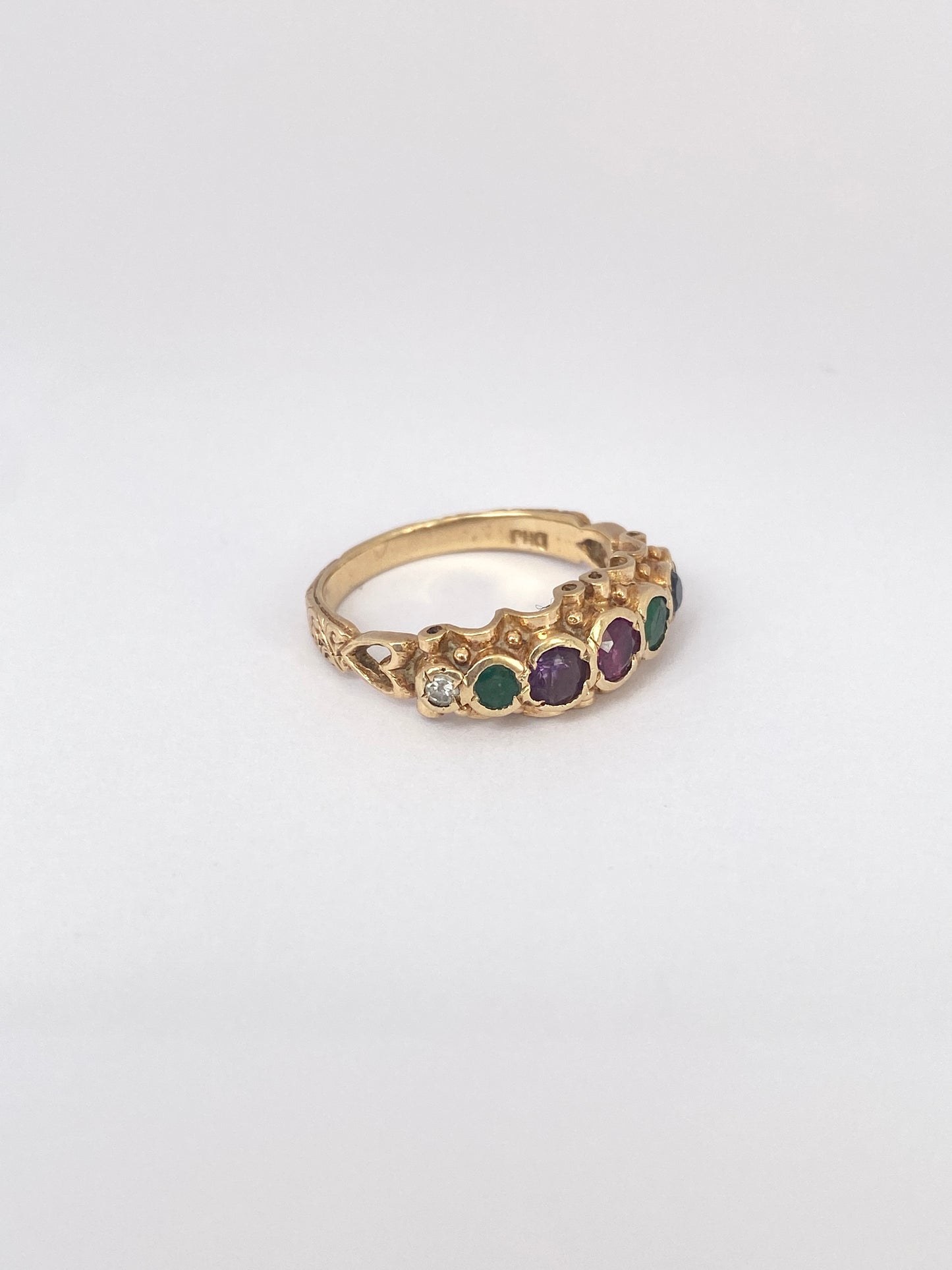 Vintage, 9ct Gold, Dearest, Acrostic Multi Gemstone Ring, Hallmarked London 1973