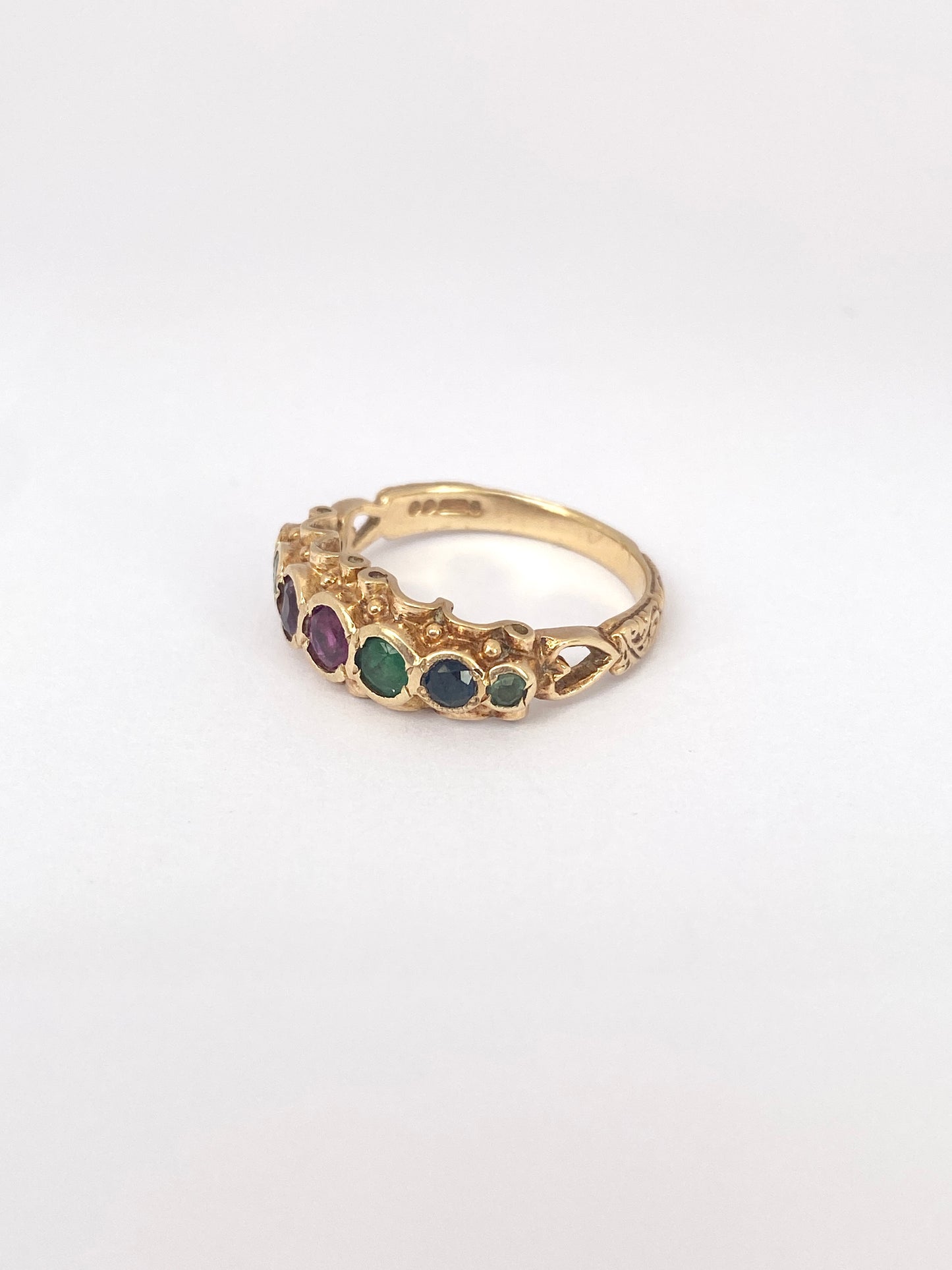 Vintage, 9ct Gold, Dearest, Acrostic Multi Gemstone Ring, Hallmarked London 1973