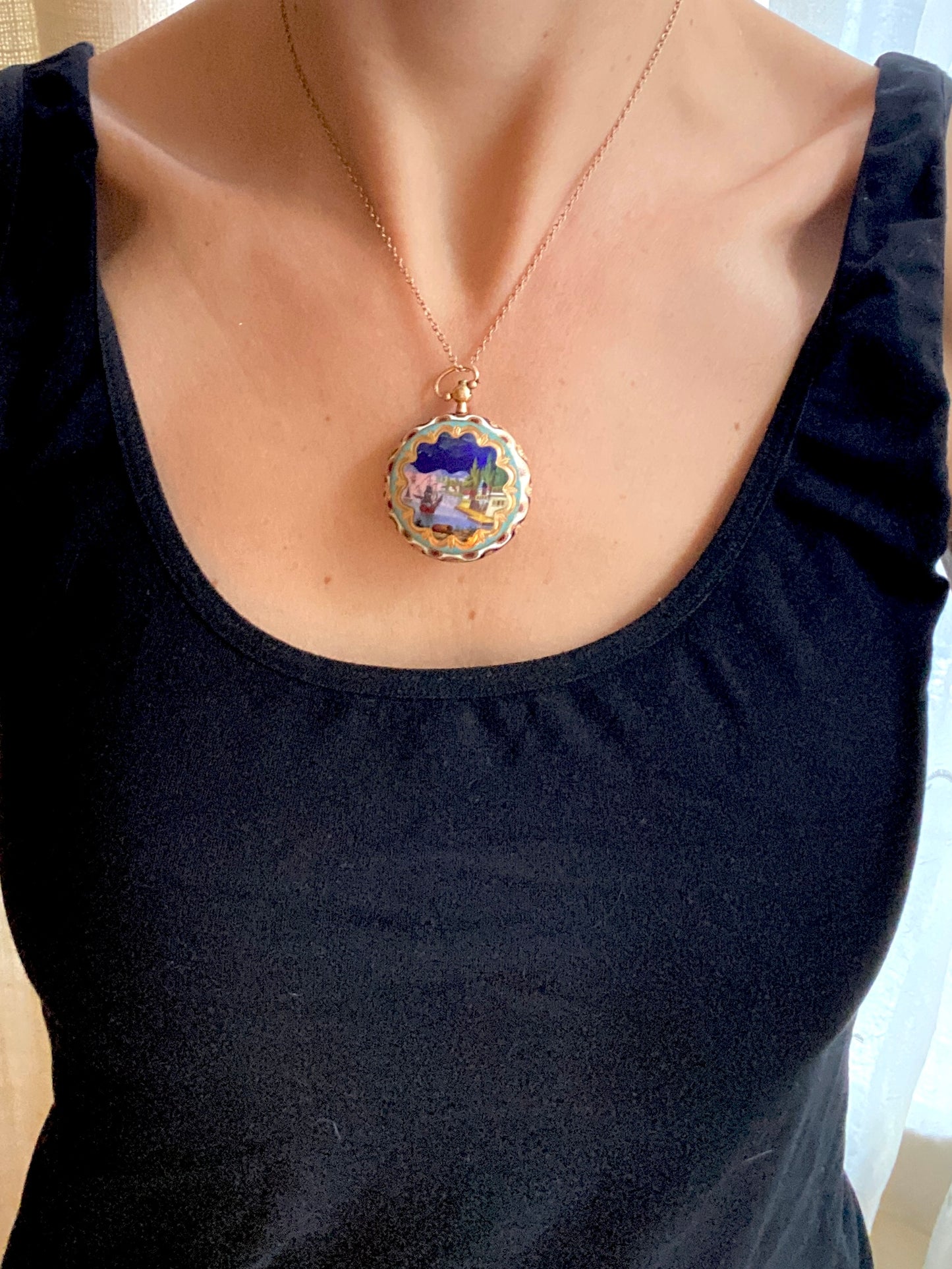 RESERVED FINAL PAYMENT KATHY Incredible, Early Victorian, 18ct Gold and Enamel Antique Vinaigrette / Pendant