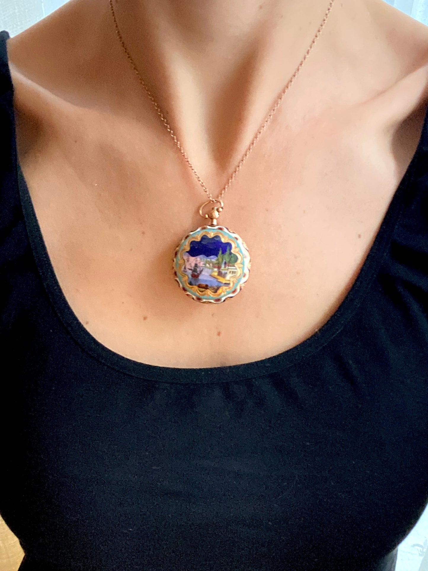 RESERVED FINAL PAYMENT KATHY Incredible, Early Victorian, 18ct Gold and Enamel Antique Vinaigrette / Pendant