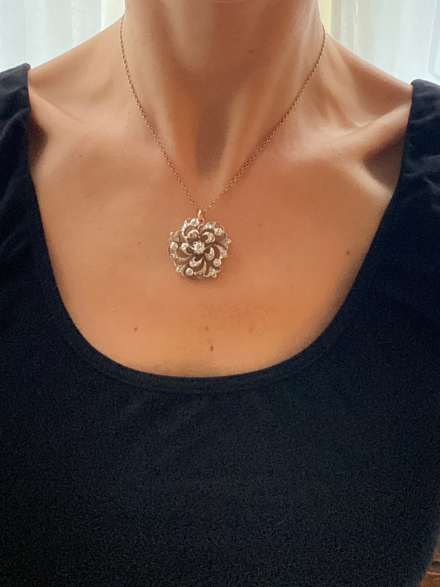 Art Deco, Platinum and 9ct Gold, Diamond Scatter Pendant