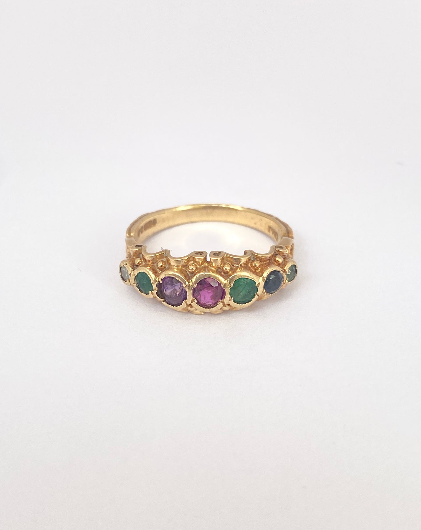 Vintage, 9ct Gold, Dearest, Acrostic Multi Gemstone Ring, Hallmarked London 1973