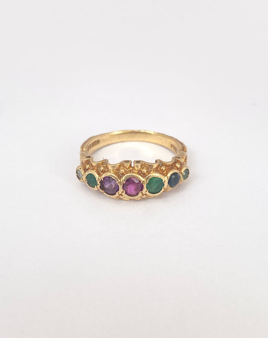 Vintage, 9ct Gold, Dearest, Acrostic Multi Gemstone Ring, Hallmarked London 1973