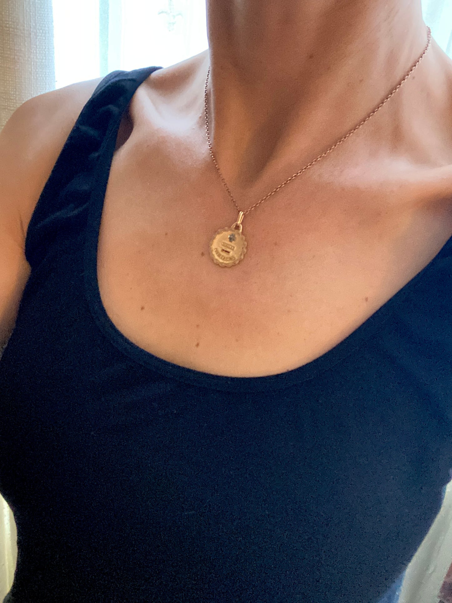 Vintage, 18ct Gold, Ruby French Augis Love Pendant, 'Qu'hier - Que demain'